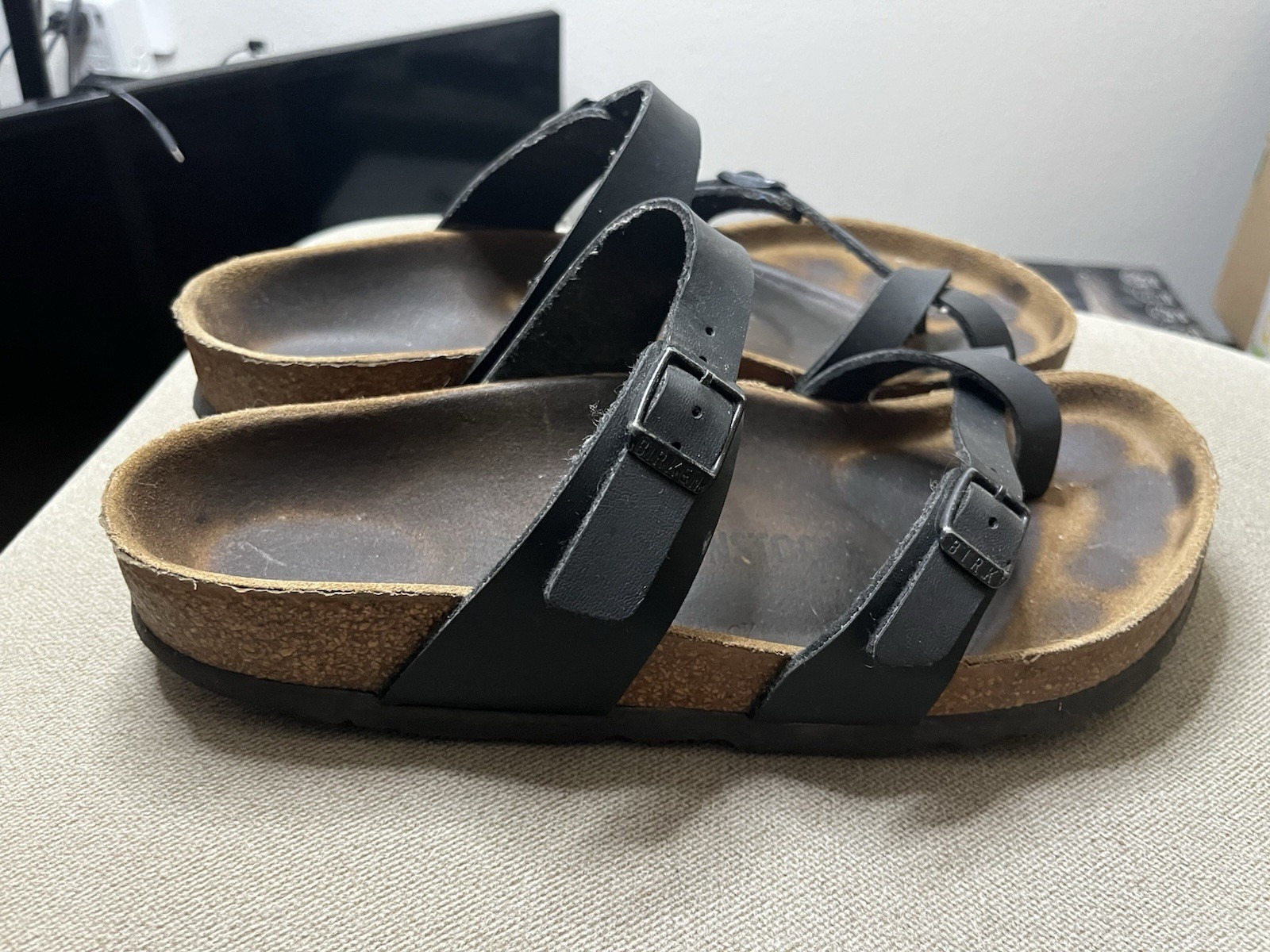 Birkenstock Mayari Birko Flor Leather Sandal Black Size 39 Women’s 8.5 Men’s 6.5