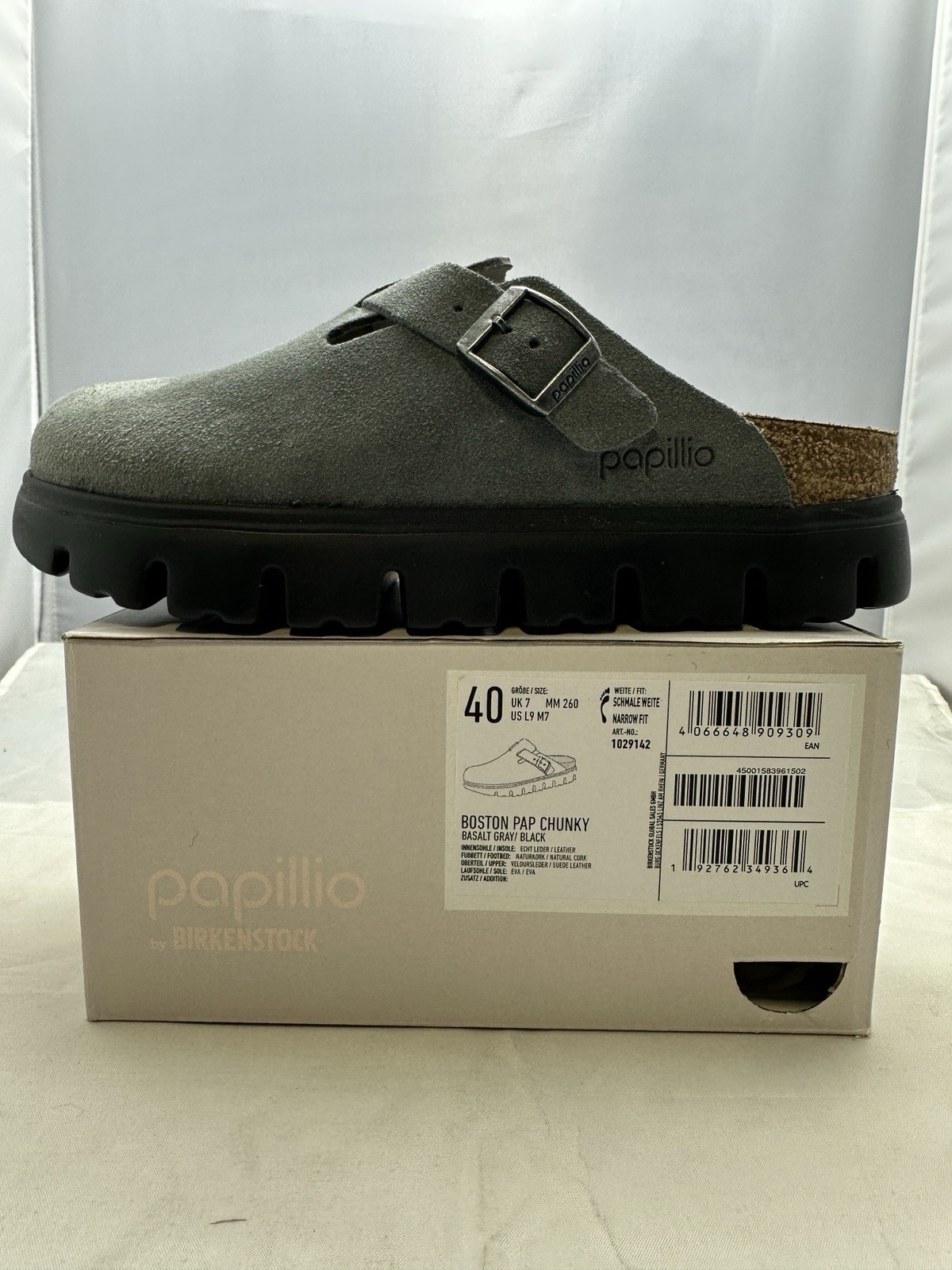 Birkenstock Boston Pap Chunky Basalt Gray / Black 1029142 Women’s