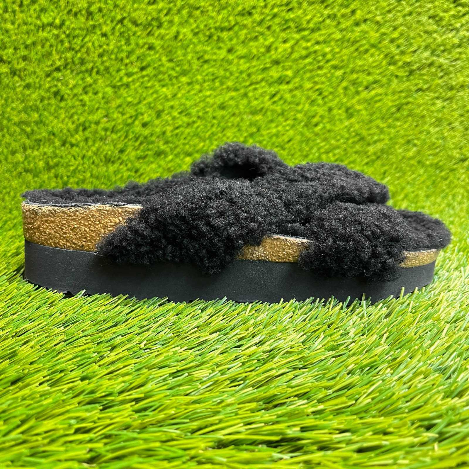 Birkenstock Papillio Daytona Shearling Womens Size 7 Black Beach Outdoor Sandals