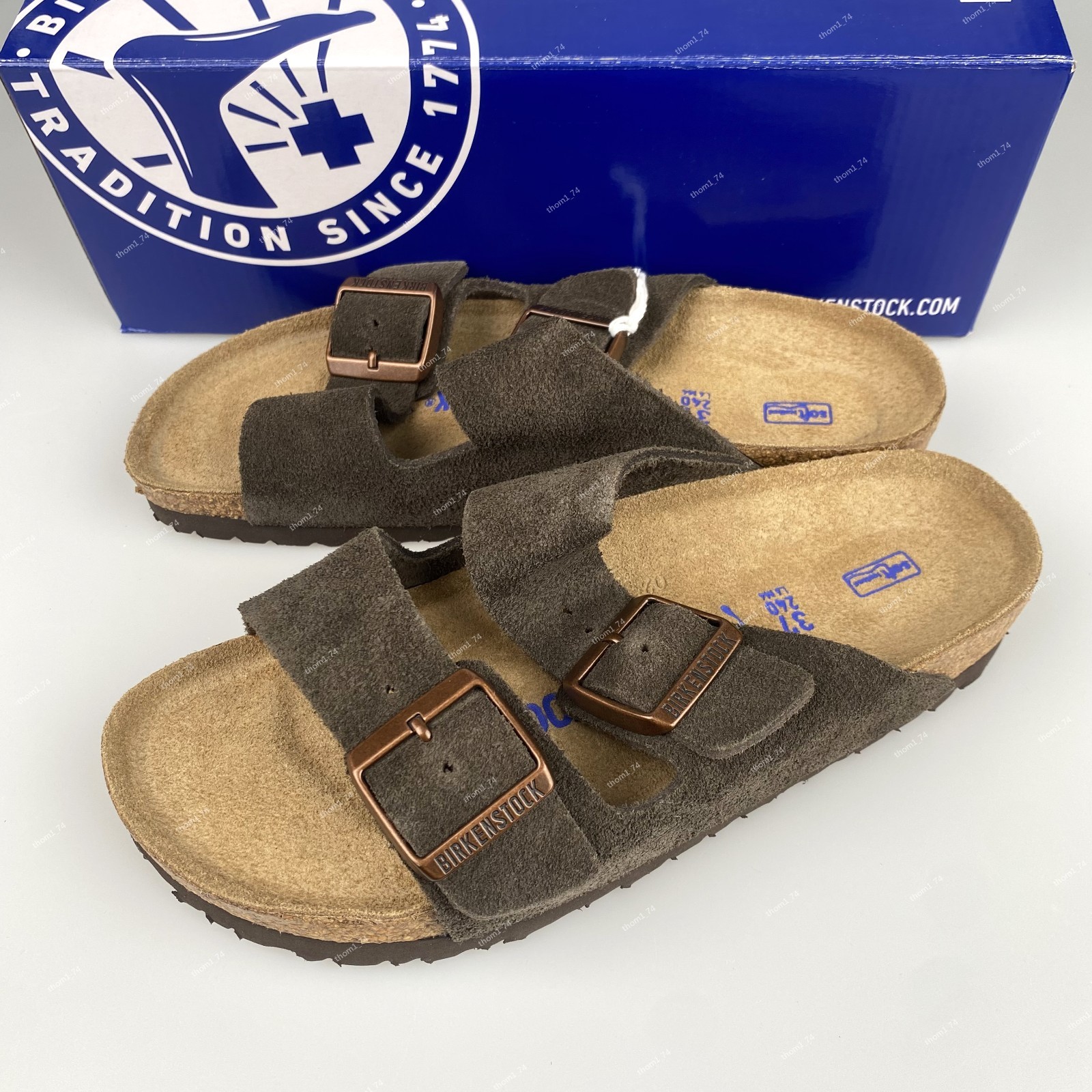 Birkenstock Arizona Mocha Suede Leather Soft Footbed Sandals Select Size