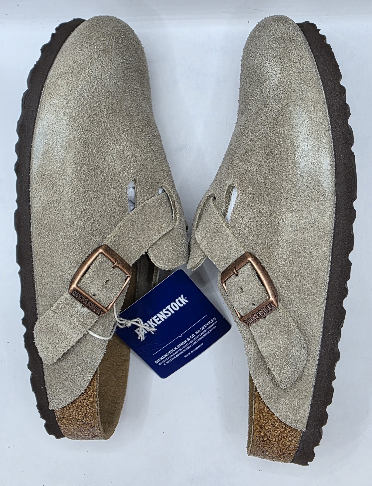 Birkenstock Boston Bs Leather Suede Soft Footbed Taupe Color Narrow