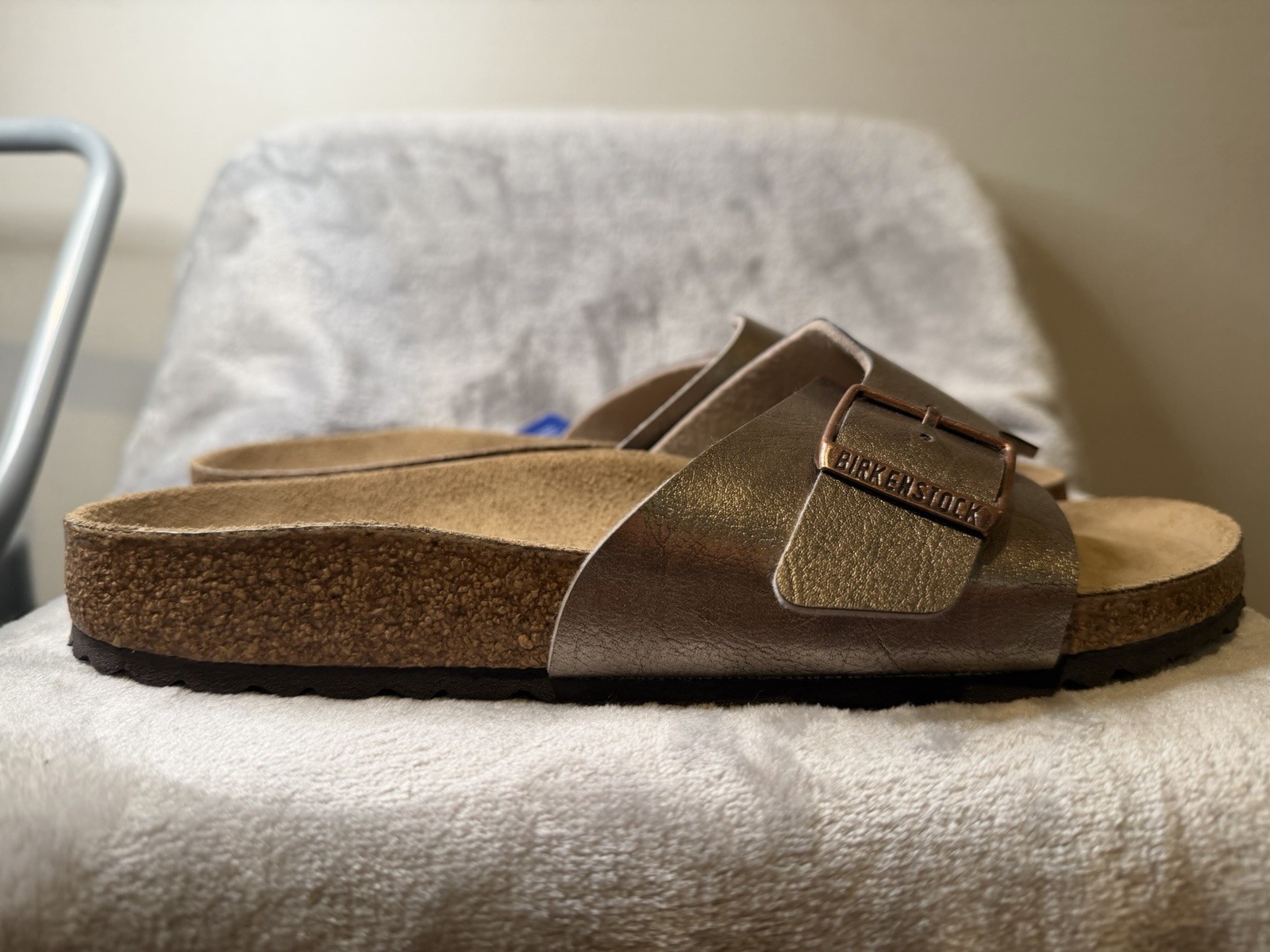 WMNS Size 10 – Birkenstock Madrid Big Buckle Metallic Gold Sandals