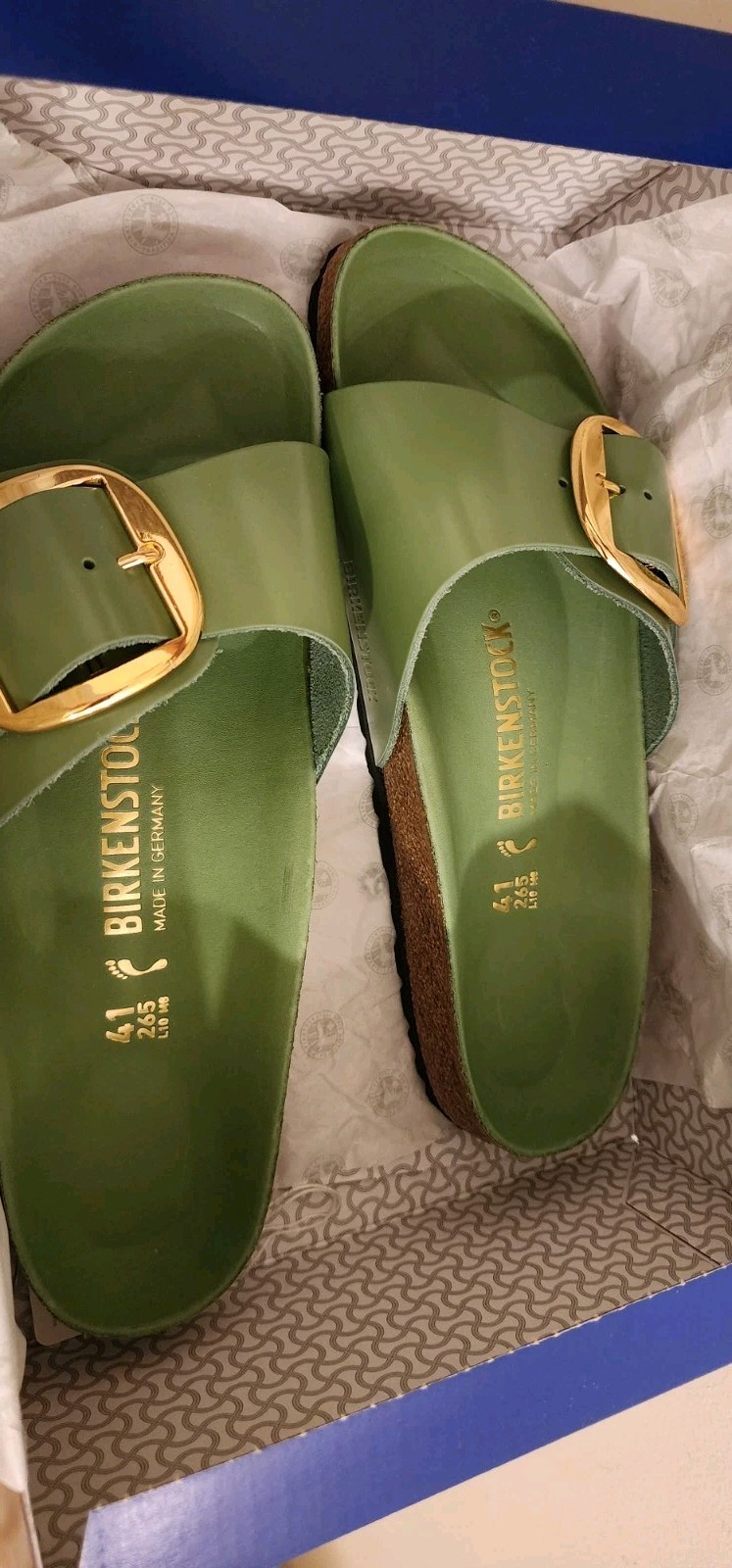 Birkenstock Madrid Big Buckle Slide High Shine Green Tea U K 41 Ladies U S 10