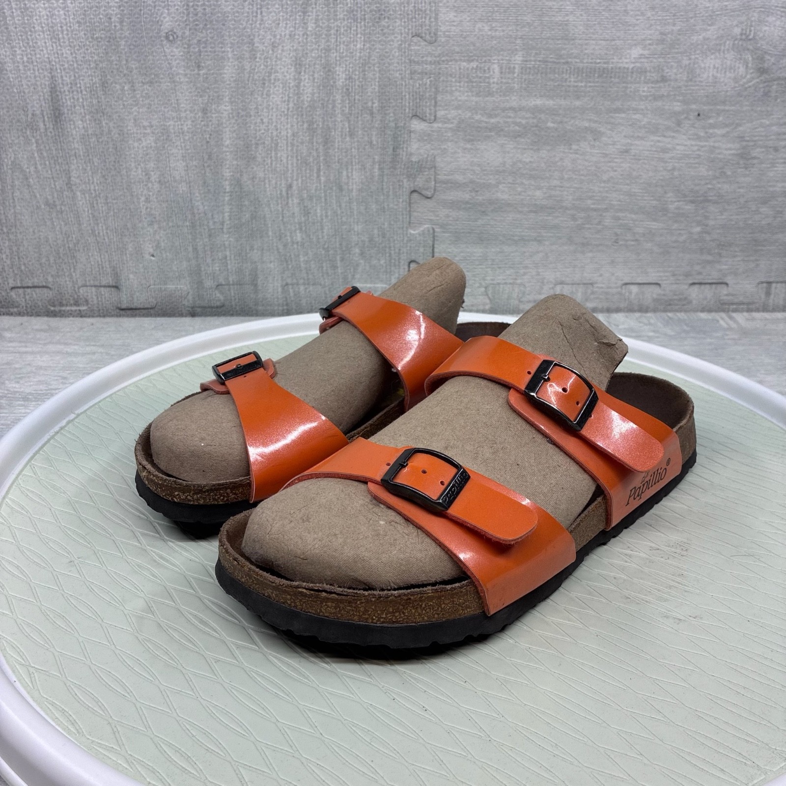 Birkenstock Papillio Arizona Sandals Women’s 8 EU 39 Chunky Orange Suede