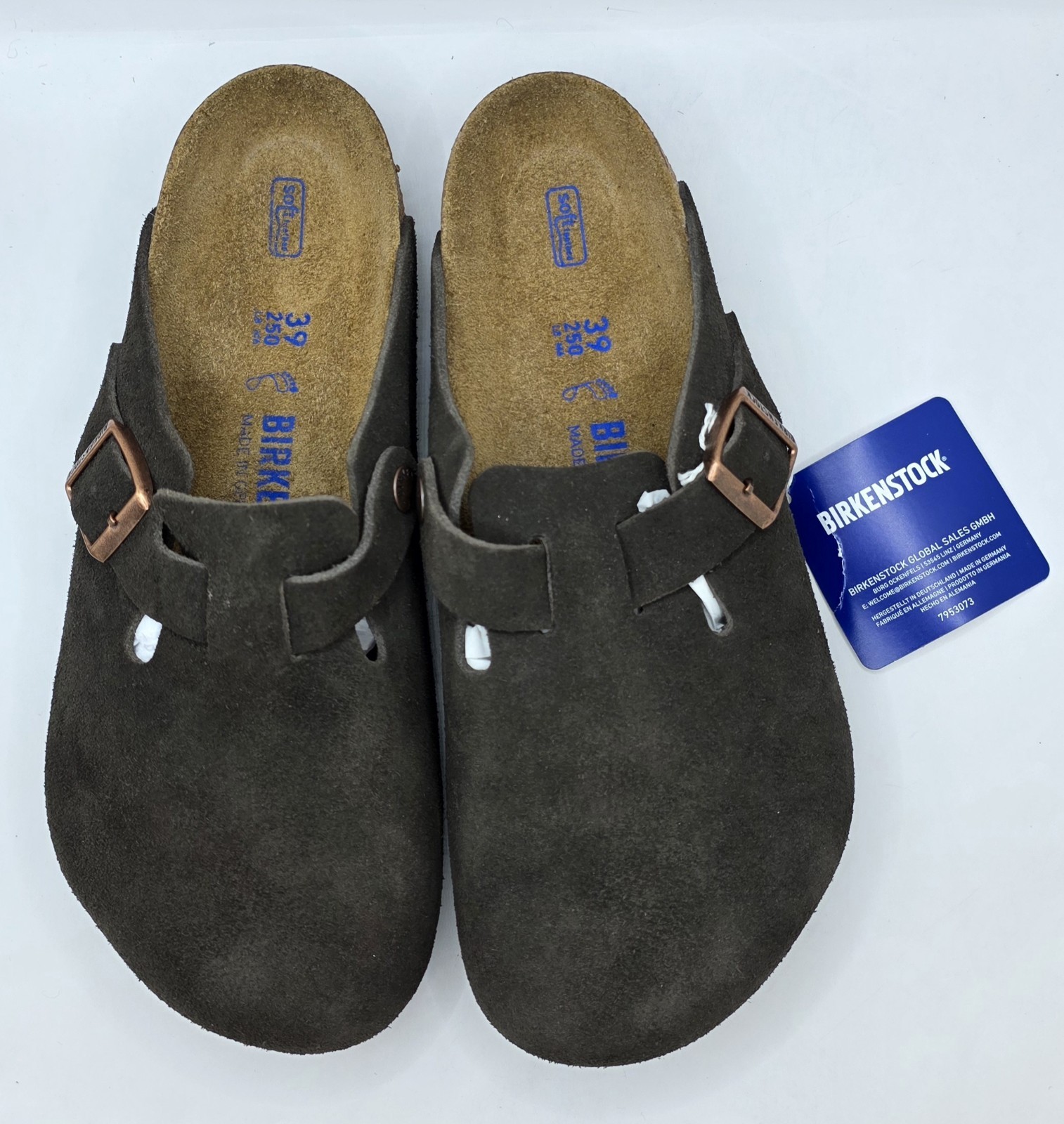 Birkenstock Boston Bs Leather Suede Soft Footbed Mocca Color Regular Wide