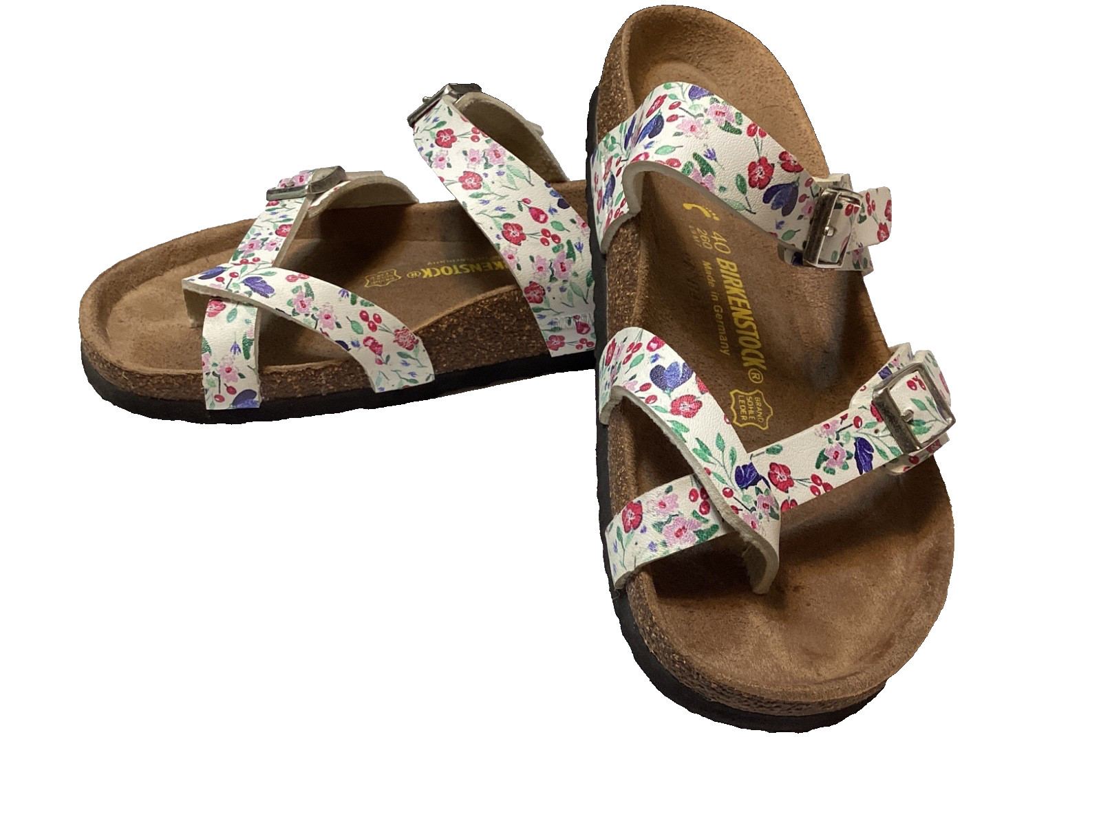birkenstock papillio toe loop sandals in floral pattern size 9 (40)