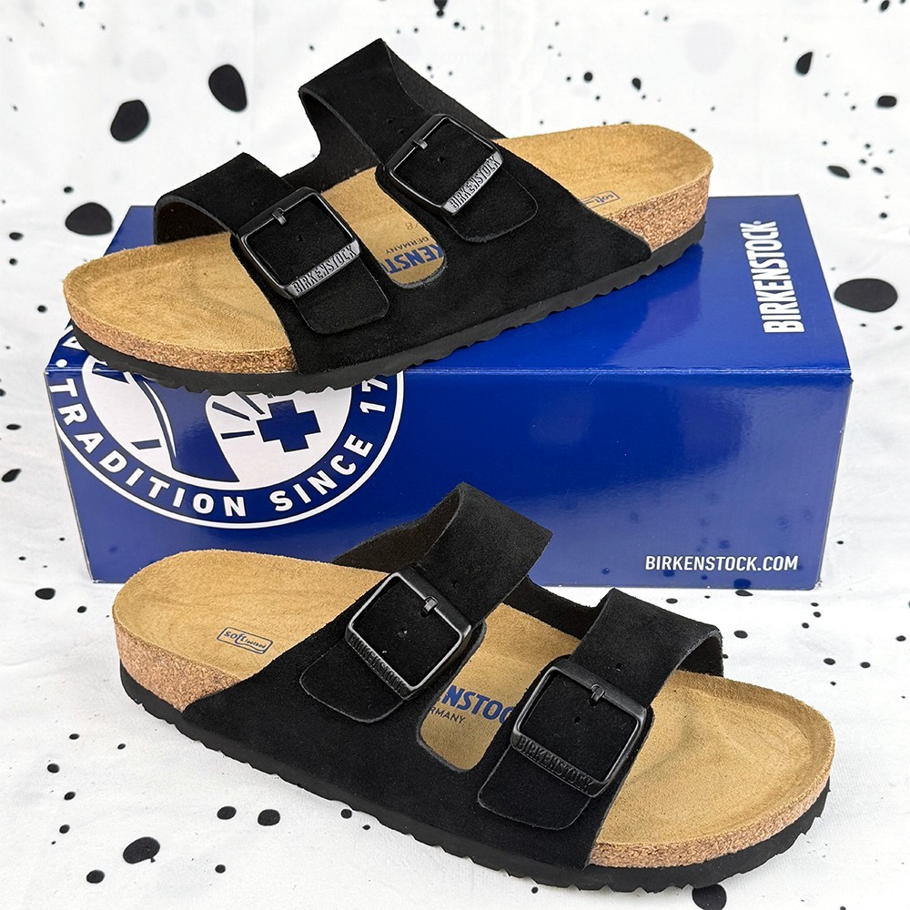 Birkenstock Arizona Narrow/Wide Black Suede Leather Unisex Sandals 37-45