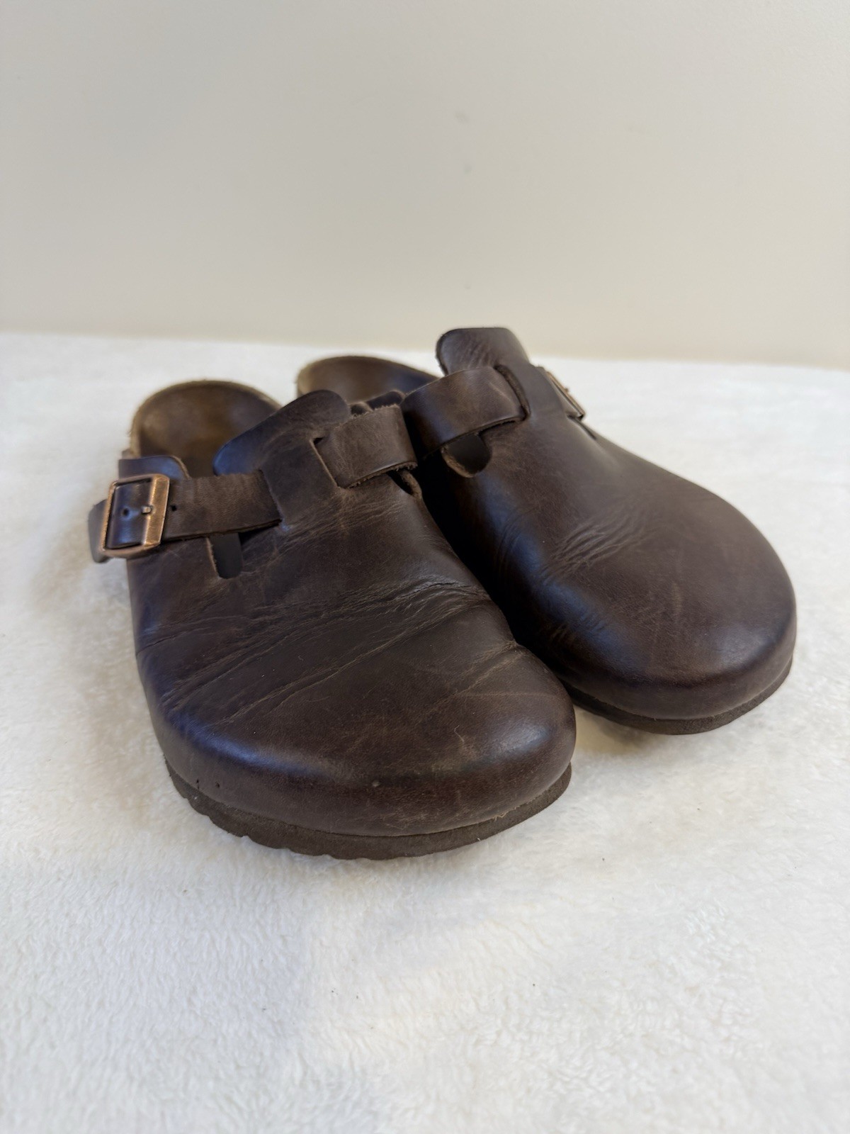 BIRKENSTOCK Boston Brown Leather Clogs Slip-on Shoes Sandals Women’s Sz 8 EU 39