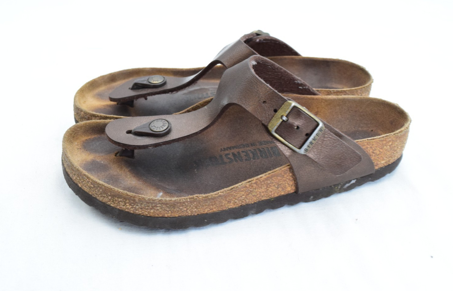 Birkenstock Gizeh Sandals Womens 5 Brown Leather Slip On Thong Sandal 36