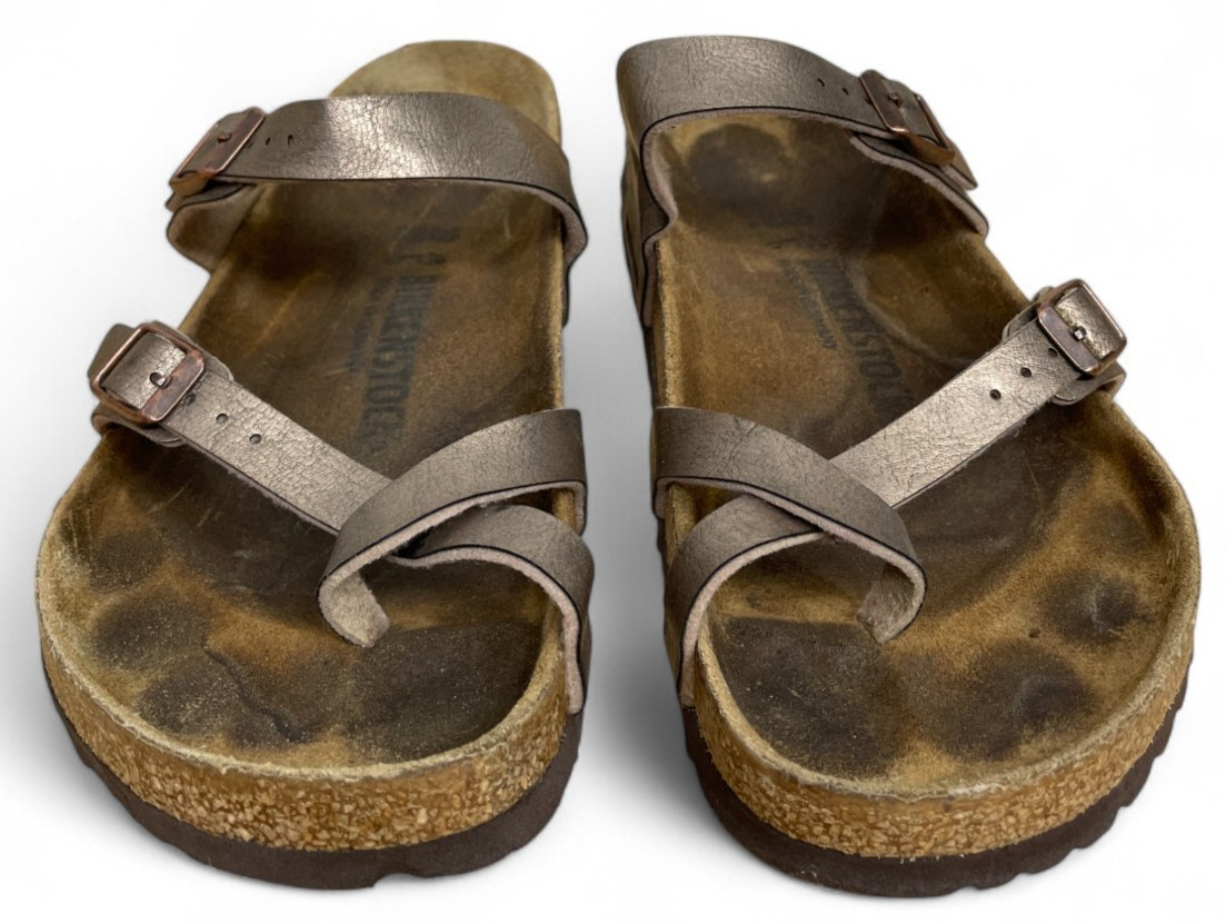 Birkenstock Mayari Sandals Womens 39 US 8 Copper Birko Flor Slides Strappy Toe