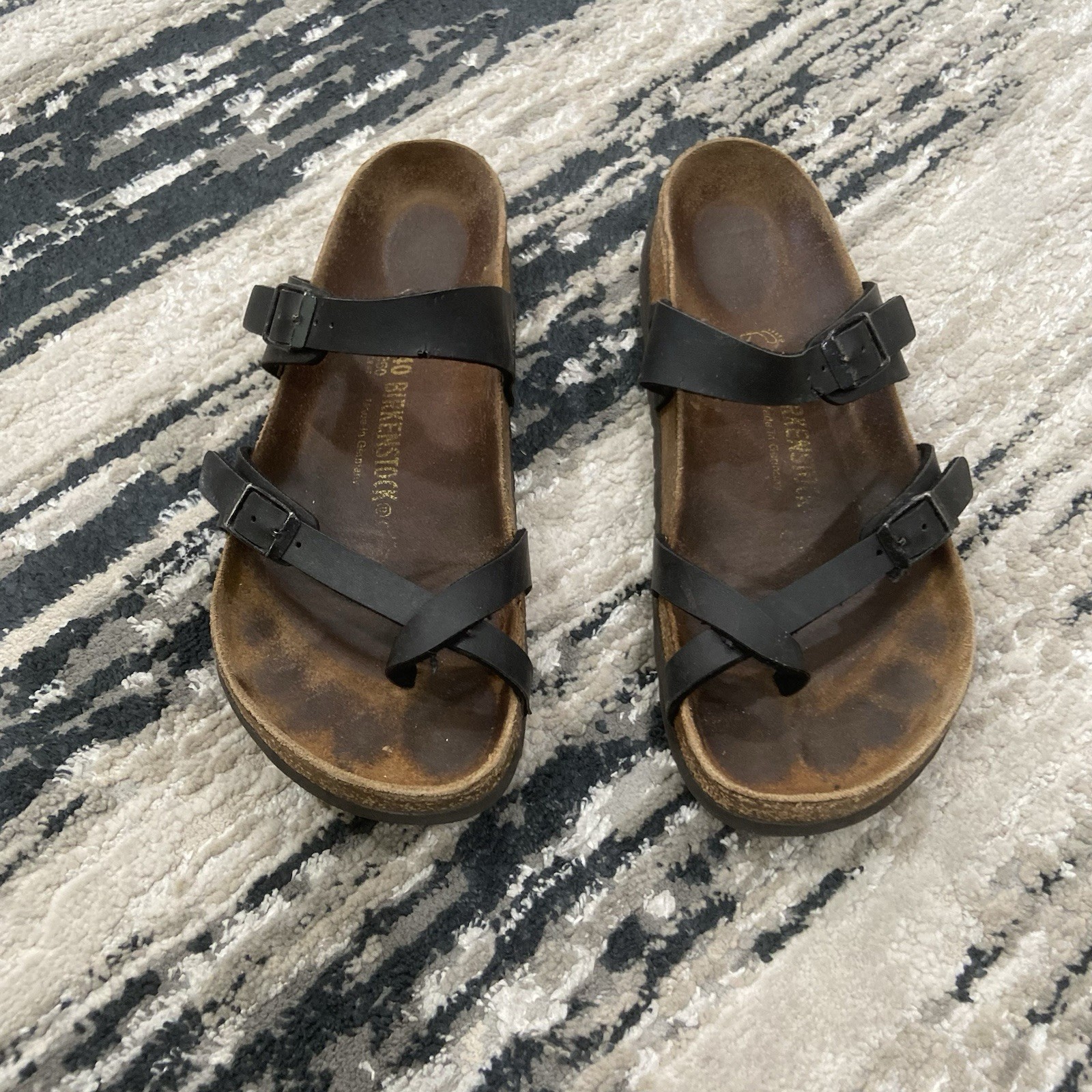 BIRKENSTOCK Mayari Vegan Leather Sandals EU 40 US 8W Black Walking Cross