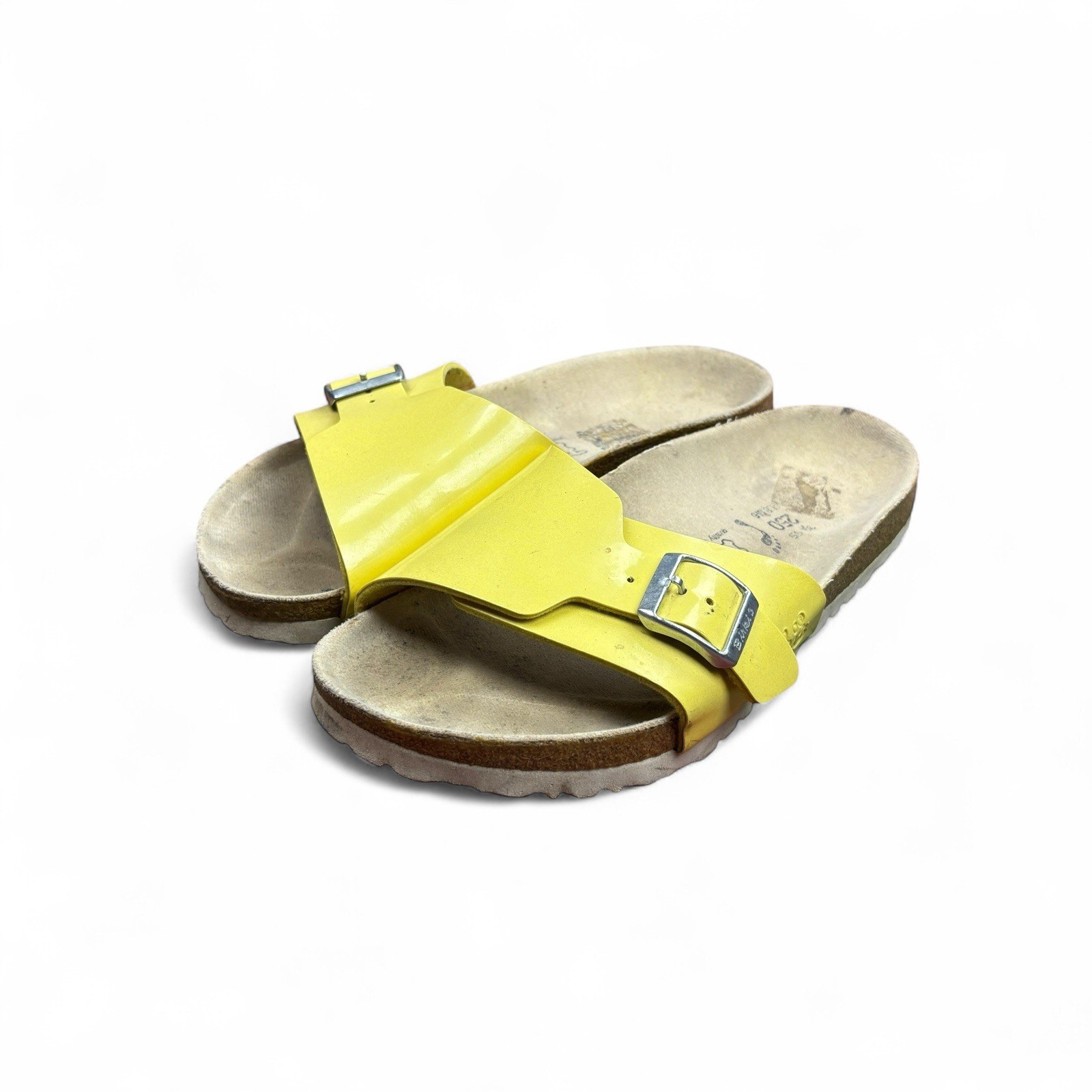 Birkenstock Madrid Patent Yellow Sandals Women’s US 8 EU 39 Cork Buckle