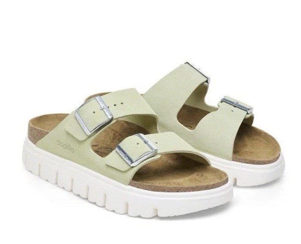 Birkenstock Papillio Arizona Chunky Suede Leather – Faded Lime $140 Size 36