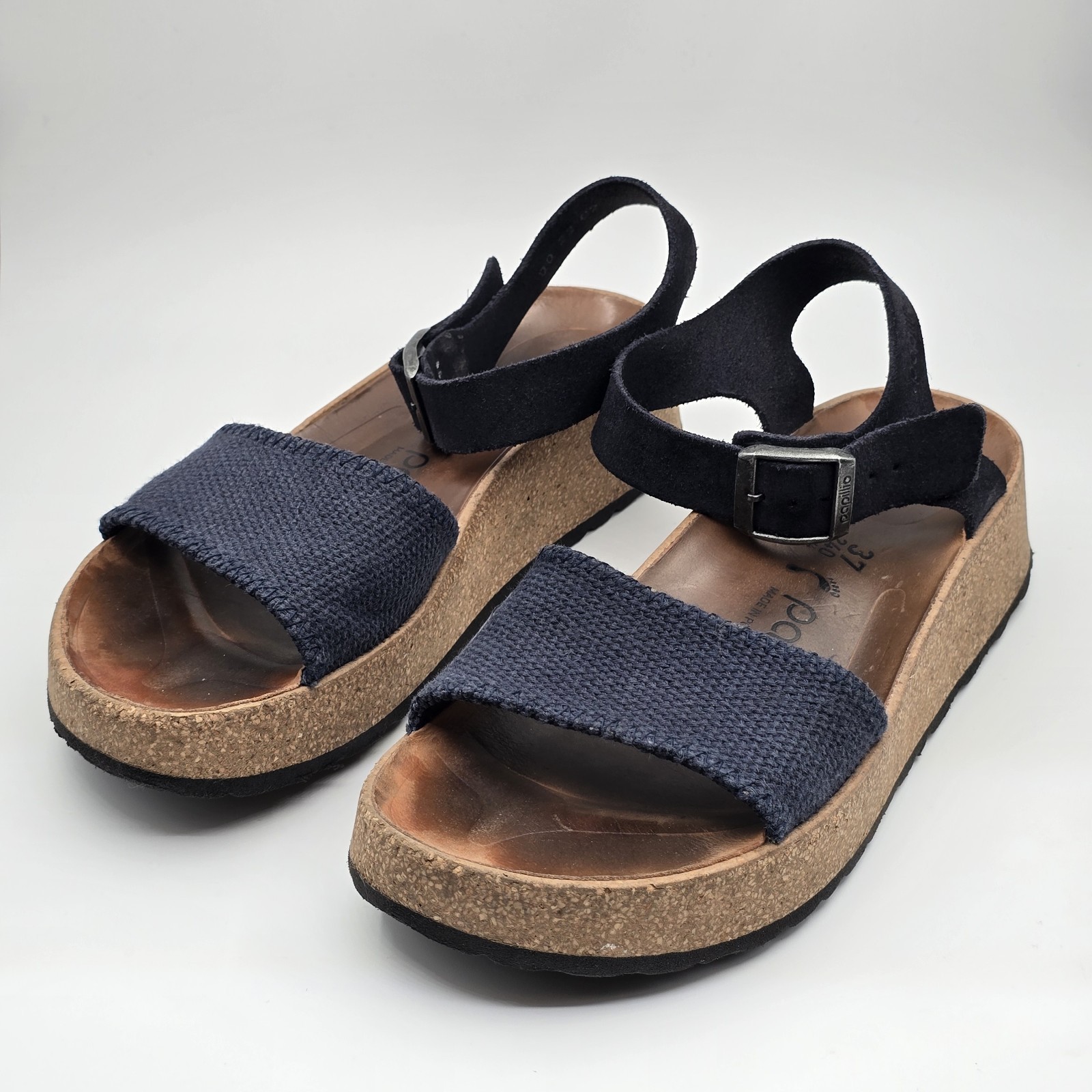 Birkenstock Papillio Glenda Suede Leather Textile in Midnight size 37/US 6-6.5