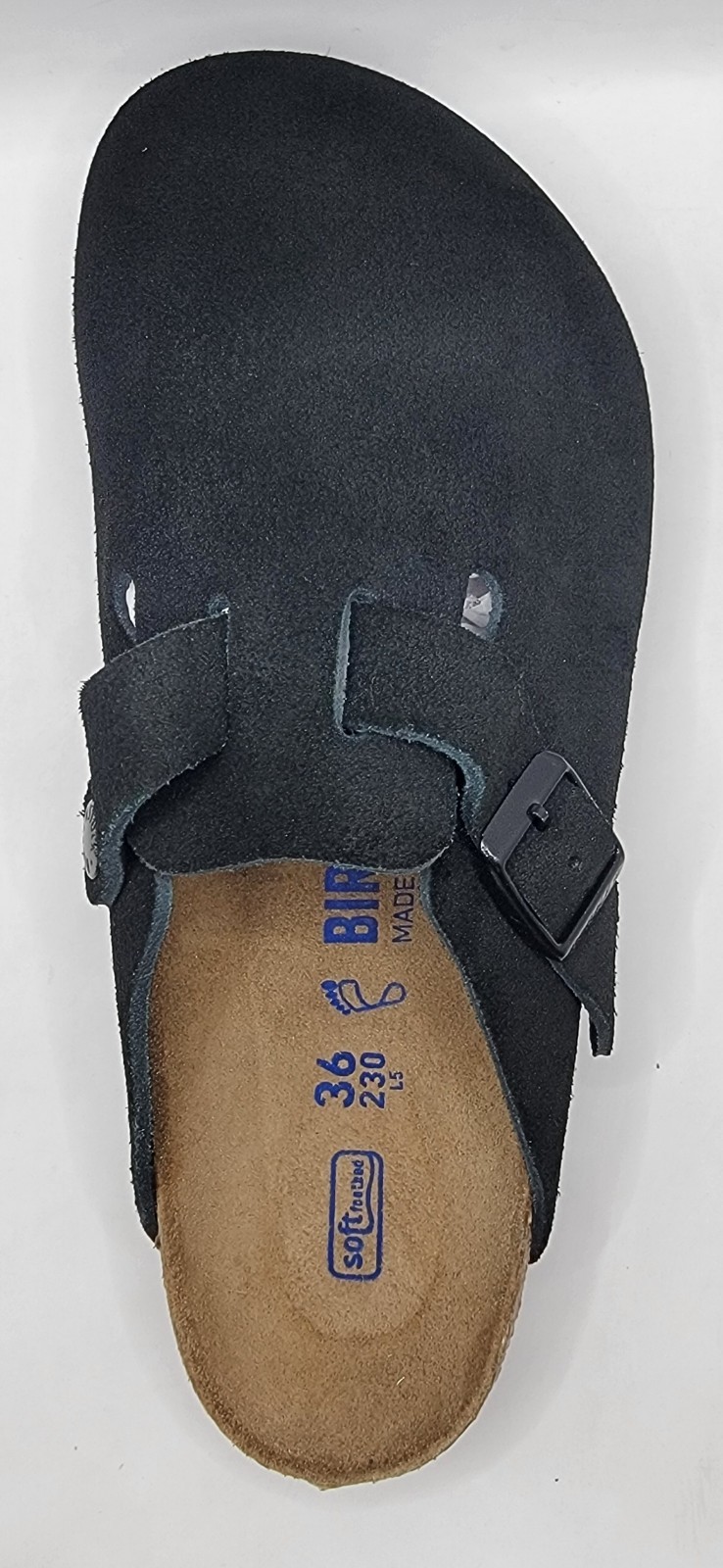 Birkenstock Boston Bs  Leather Suede  Black Color Regular Wide