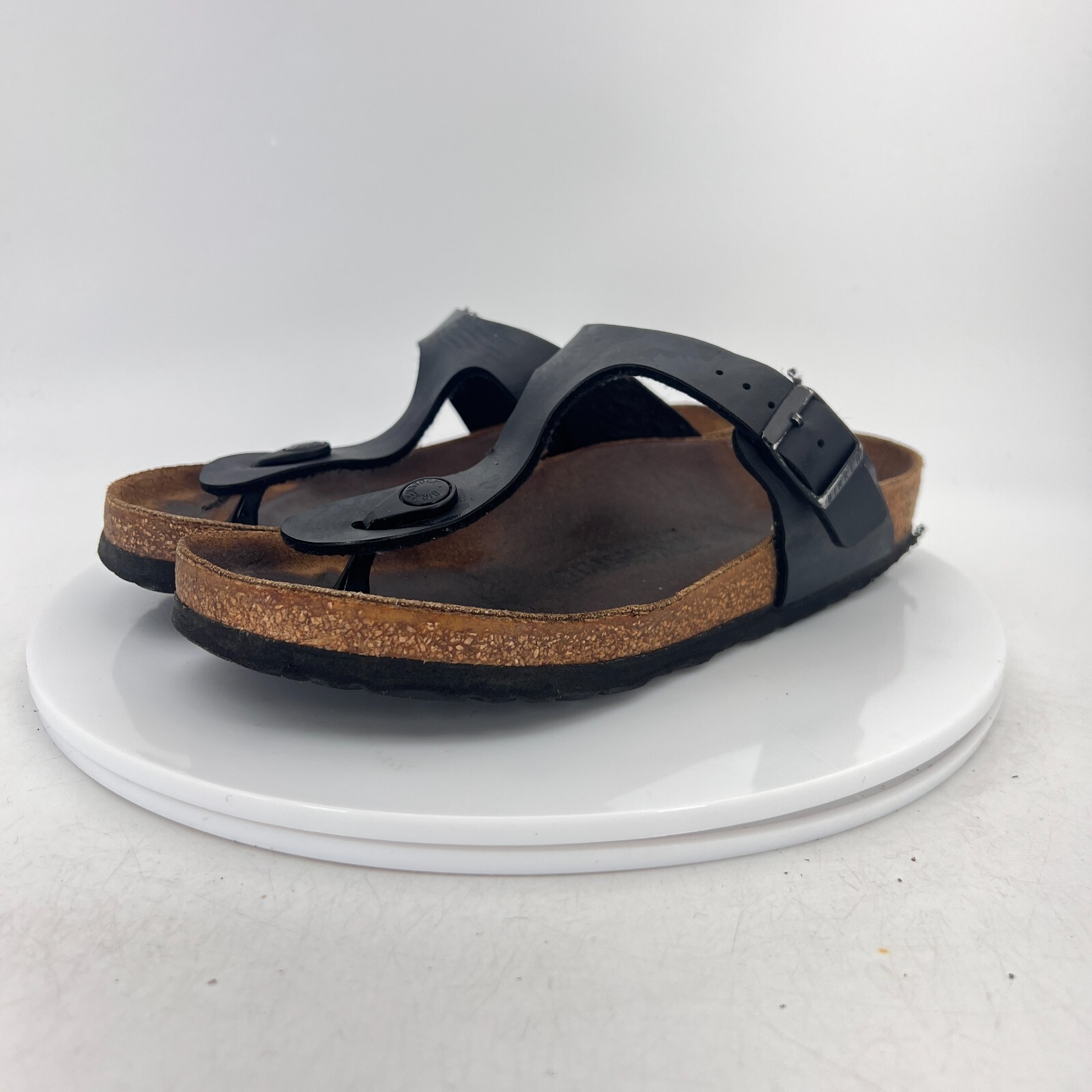 Birkenstock Gizeh Women Size 6 Black Oiled Leather Thong Slides Comfort Sandal