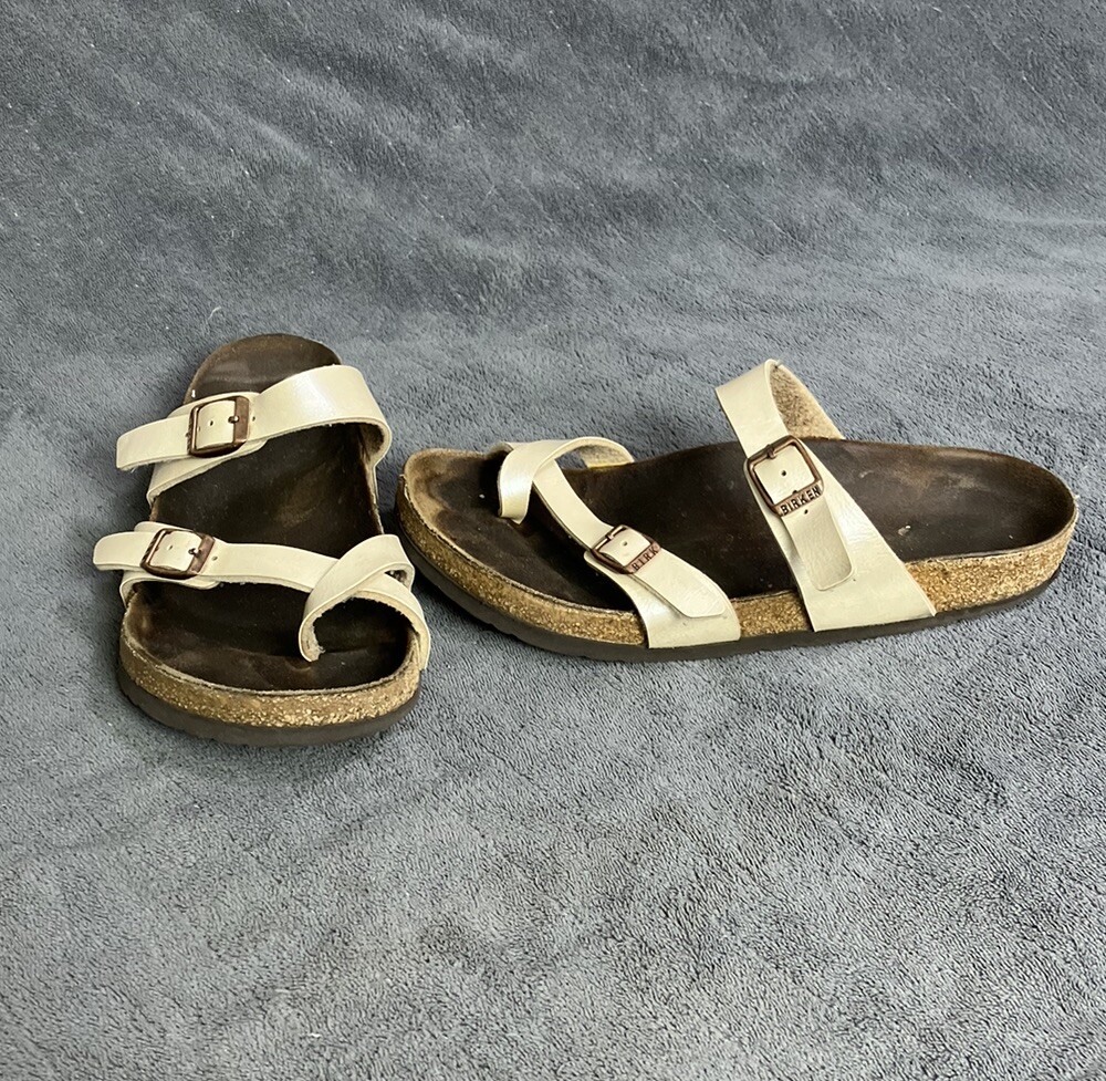 Birkenstock Mayari Sandals EU 38 Women 7.5 – 8 US Pearl Lace Toe Loop Birko Flor