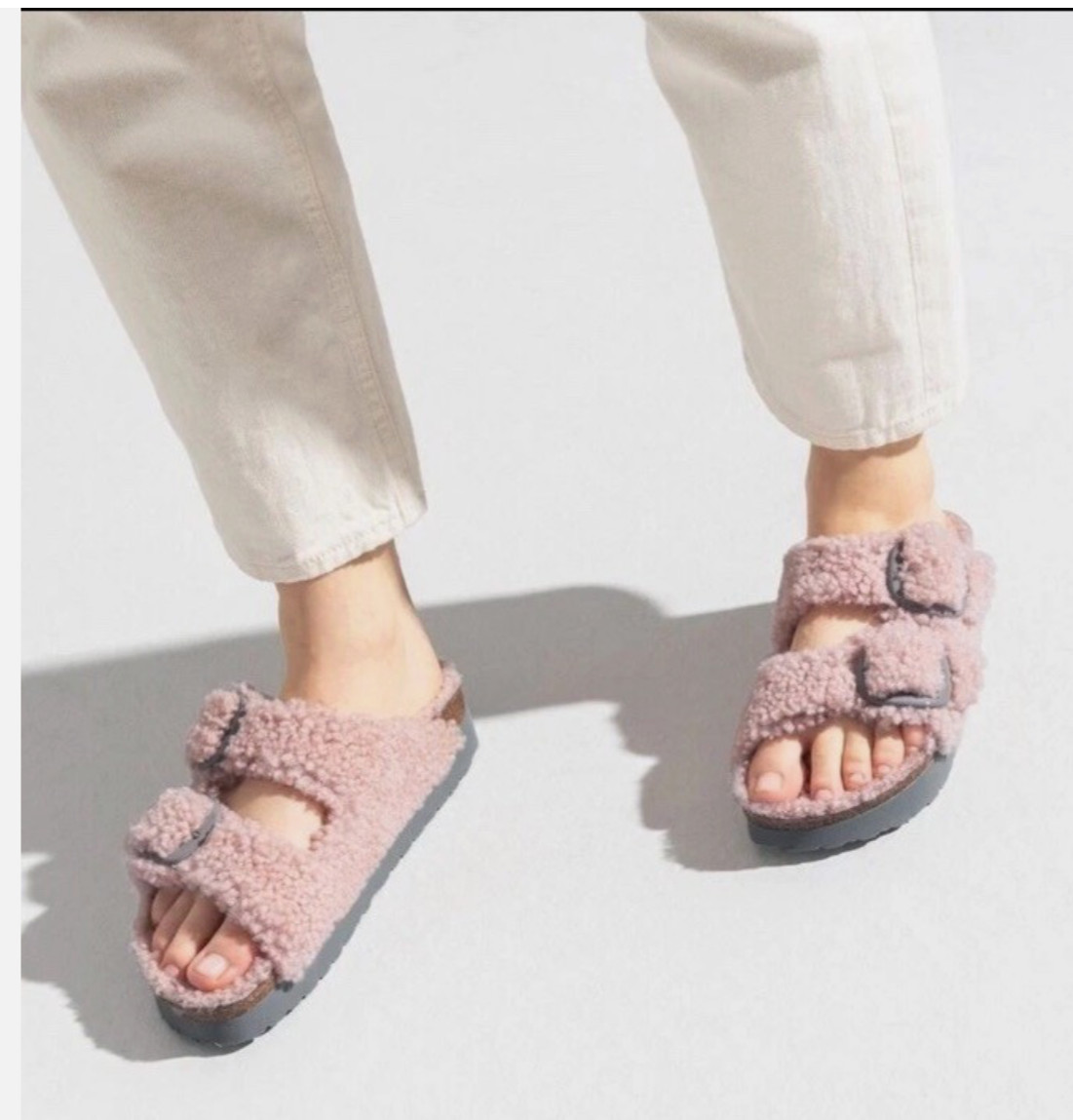 BIRKENSTOCK Papillio Arizona Big Buckle 39 US 8.5 Pink Teddy Shearling Slide