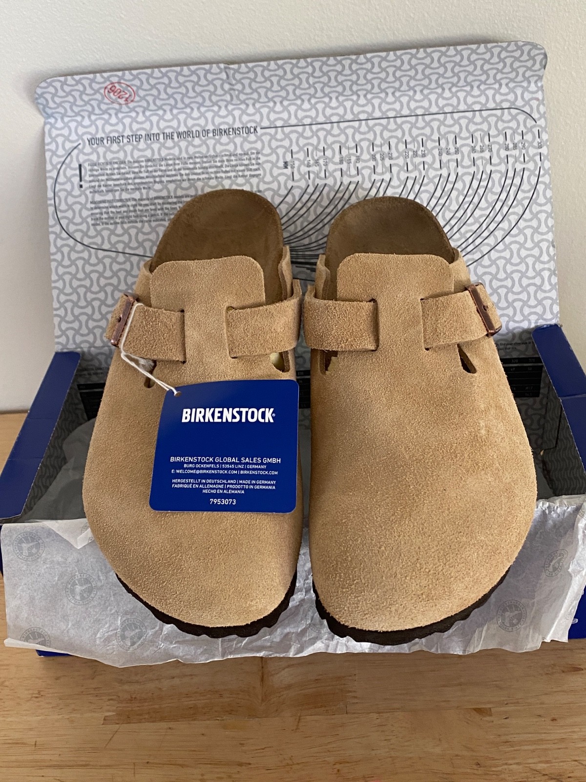 Birkenstock Boston Bs Leather Suede NARROW FIT  LATTE CREAM COLOR SIZE W 7 , M5