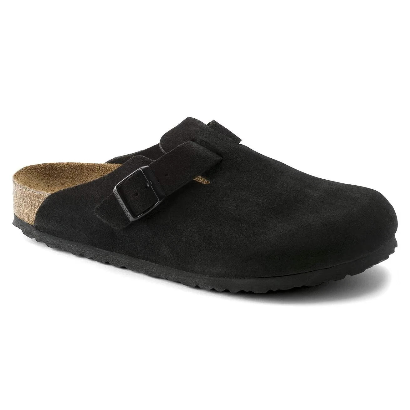 Birkenstock Boston Soft Footbed Black Suede Leather Clogs Shoe Wide Size 43