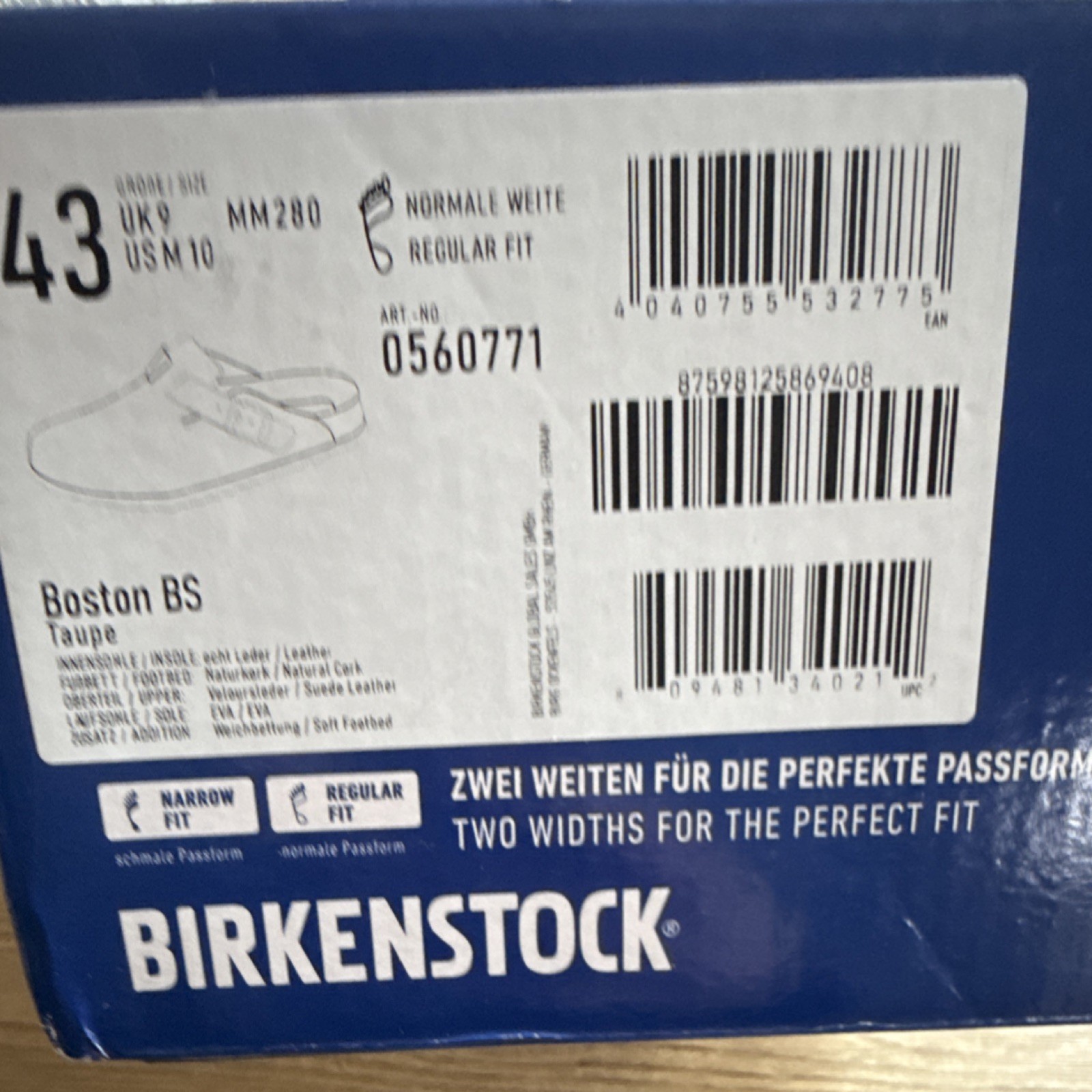 Birkenstock Boston BS Taupe Suede Leather Buckle Sandals US 10 UK 9 EU 43