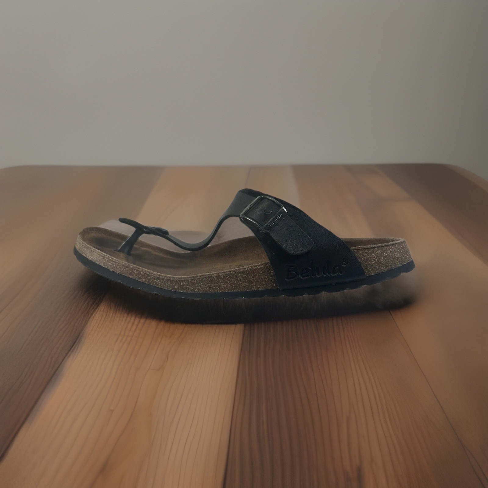 Birkenstock GIZEH Black Birko Flor Buckled Thong Sandals size 10