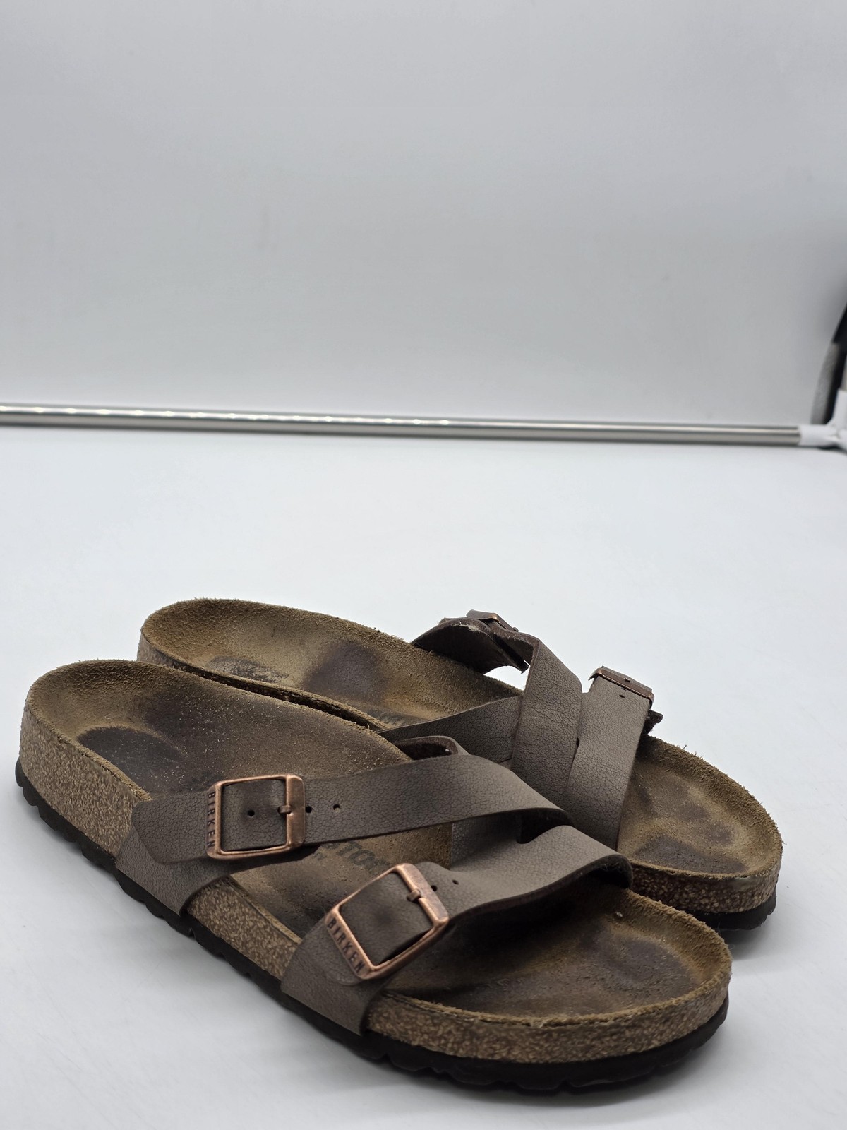 Birkenstock Mayari Sandals Womens Size 7.5 38 Brown Strappy Cork Footbed Shoes