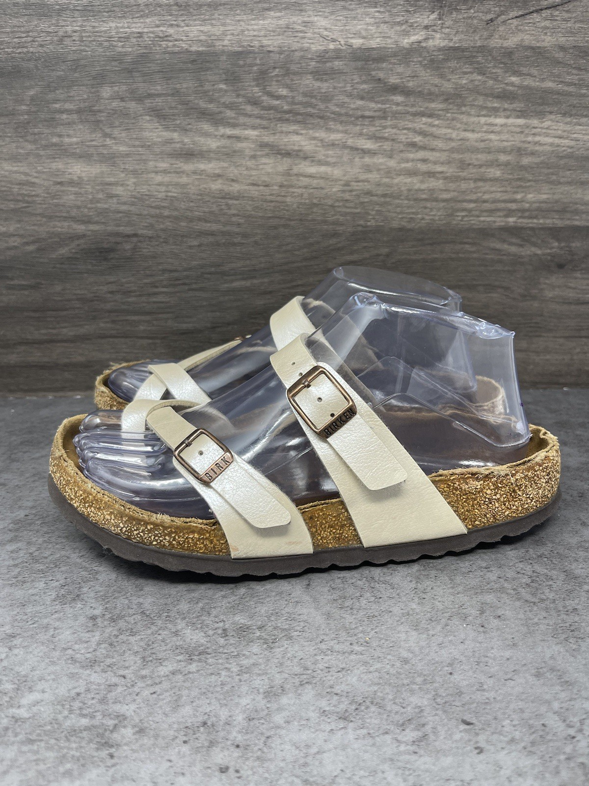 Birkenstock Mayari Sandals Womens Size 6 (37) White Leather Toe Ring Slip On