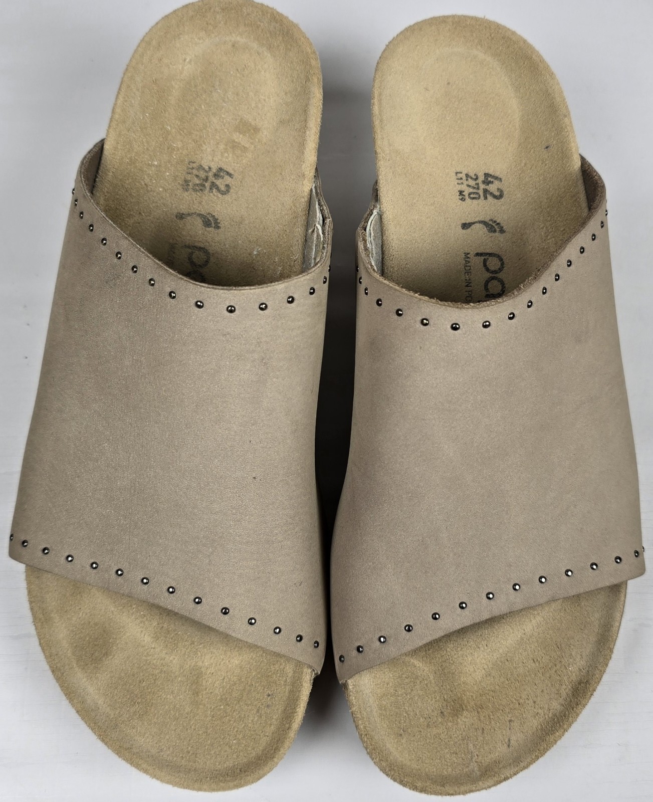 Birkenstock Papillio Namica Rivets Suede Wedge Mules US Sz 11 EU 42 Tan