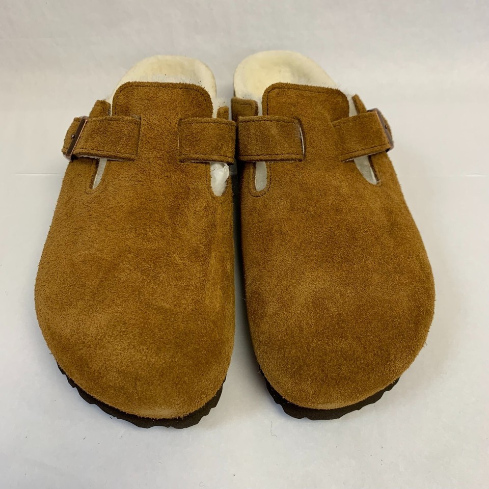 Birkenstock New w/o Box Boston Shearling Mink Suede Leather Regular -Select Size