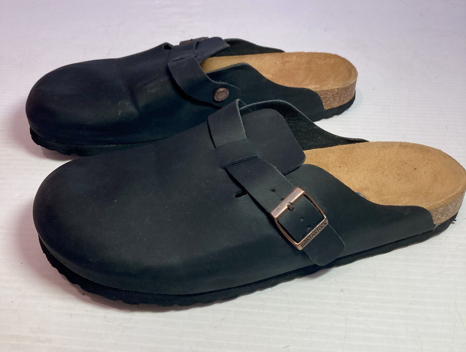 Birkenstock Boston Narrow Fit Leather Black  Sz 46 US Men’s Sz 12 Closed Toe