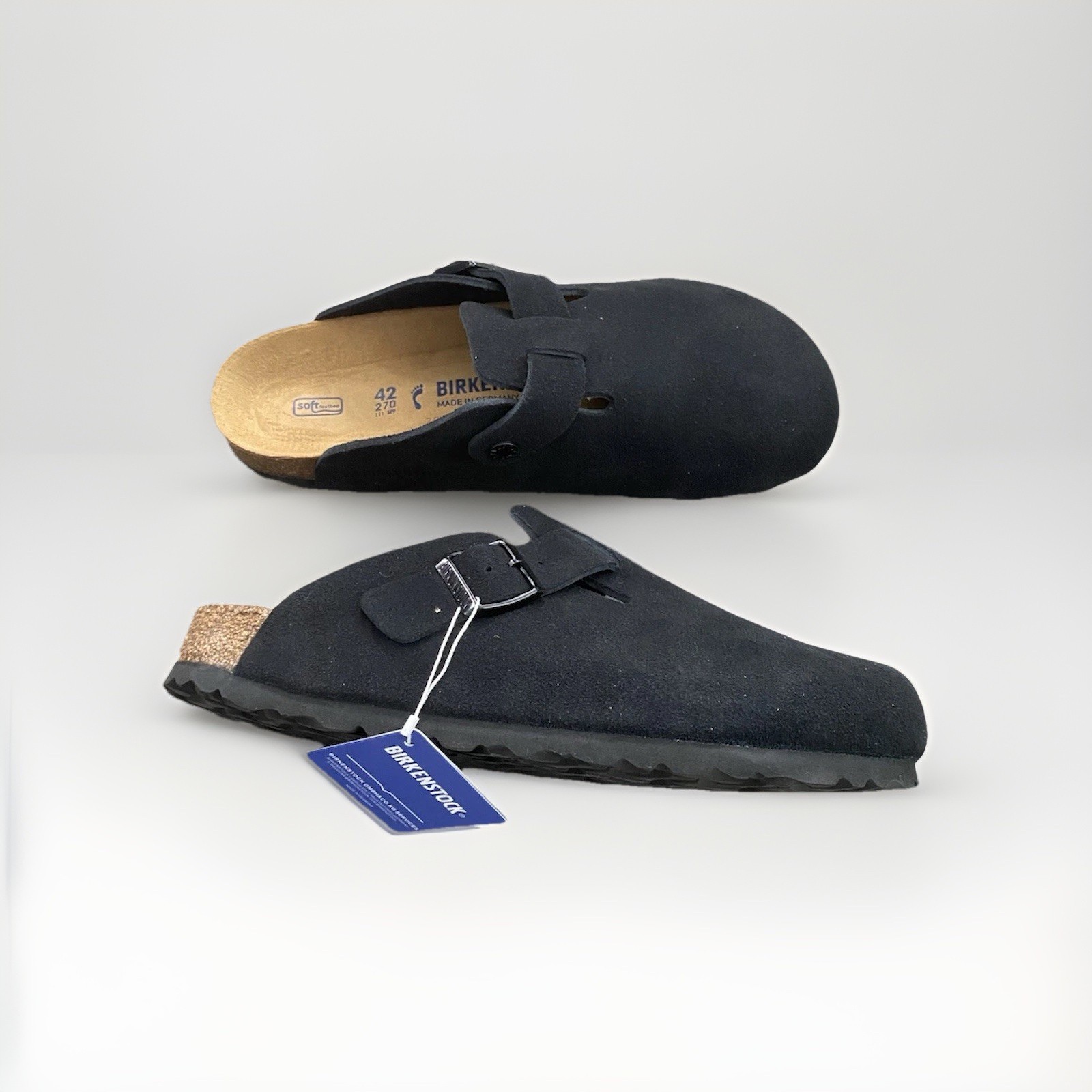 Birkenstock Boston Soft Footbed Suede Leather Clogs, EU 43/ U.S. 10-10.5 – Black