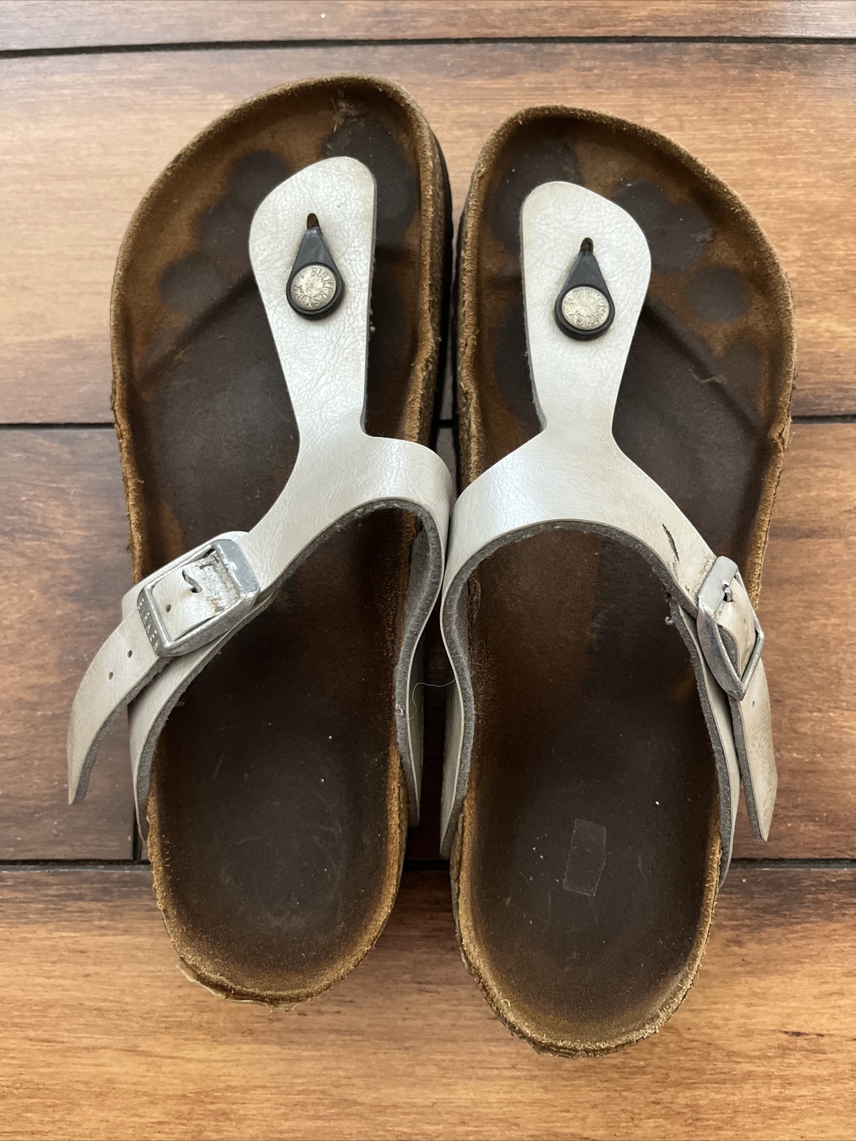 Birkenstock Gizeh EVA Thong Sandals Women Size 38 Silver Buckle