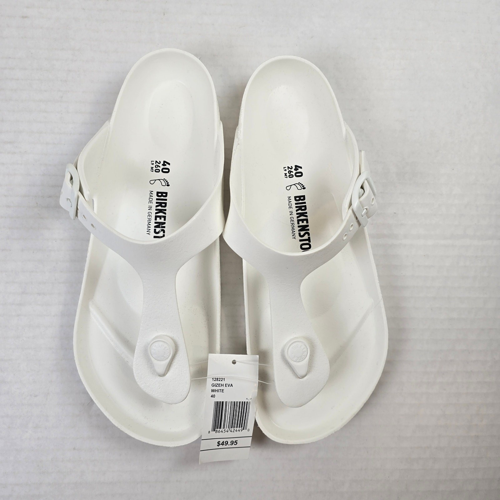 Birkenstock Gizeh EVA Sandals Size 40/L9/M7 White Slip On Thong Regular Fit