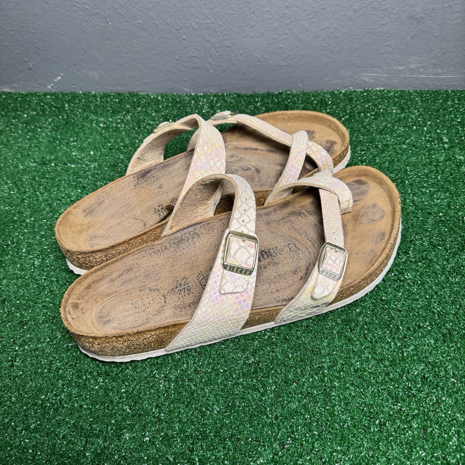 Birkenstock Mayari Shiny Snake Cream White Birk Sandal 42