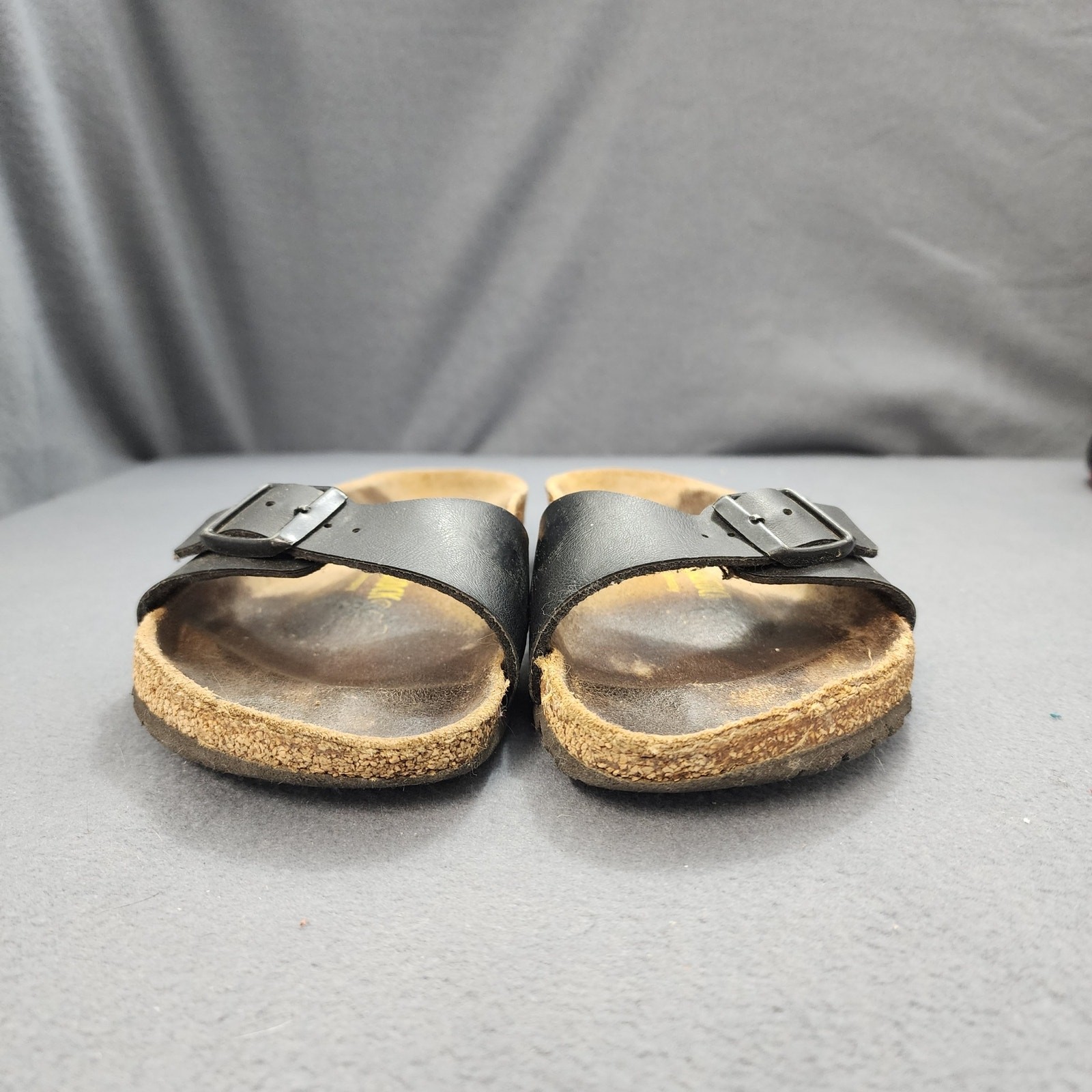 Birkenstock Madrid Black Leather Slide Sandals Womens 37 US 6 Cork Germany