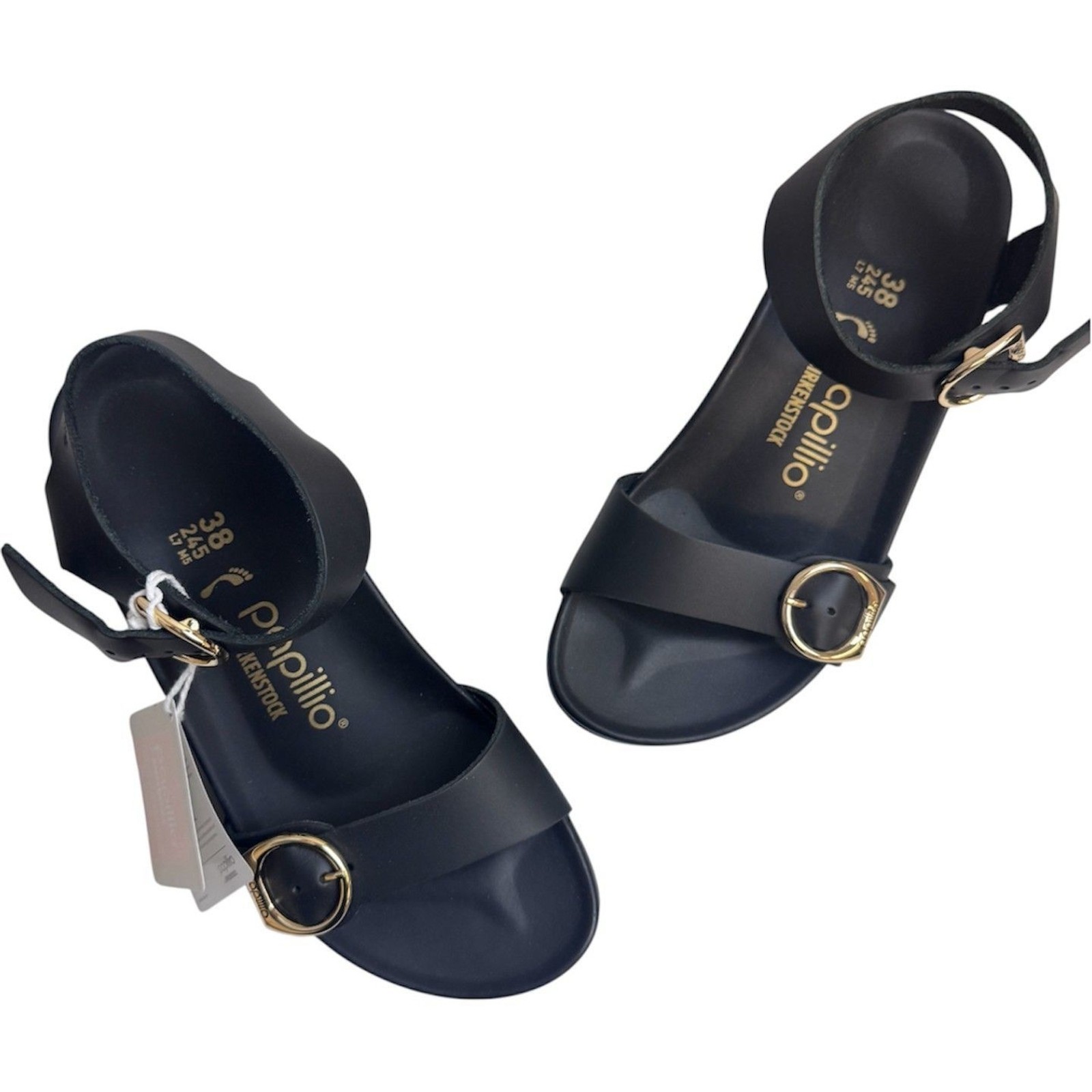 Papillio Birkenstock Soley Ring-Buckle Wedge Sandal Black Oiled Nubuck EU 38