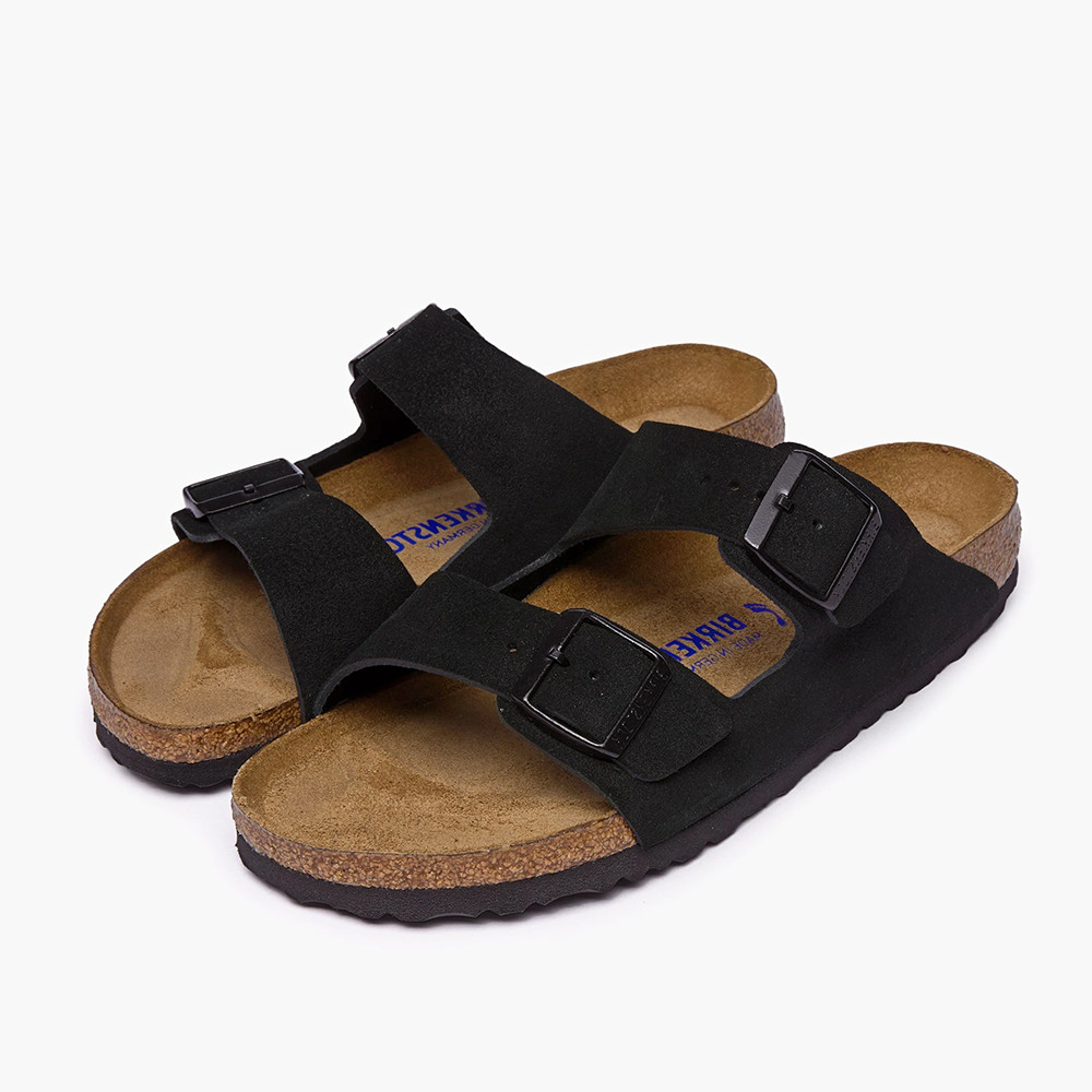 Birkenstock Arizona Black Classic Suede Soft Footbed Sandals Women’s Shoes
