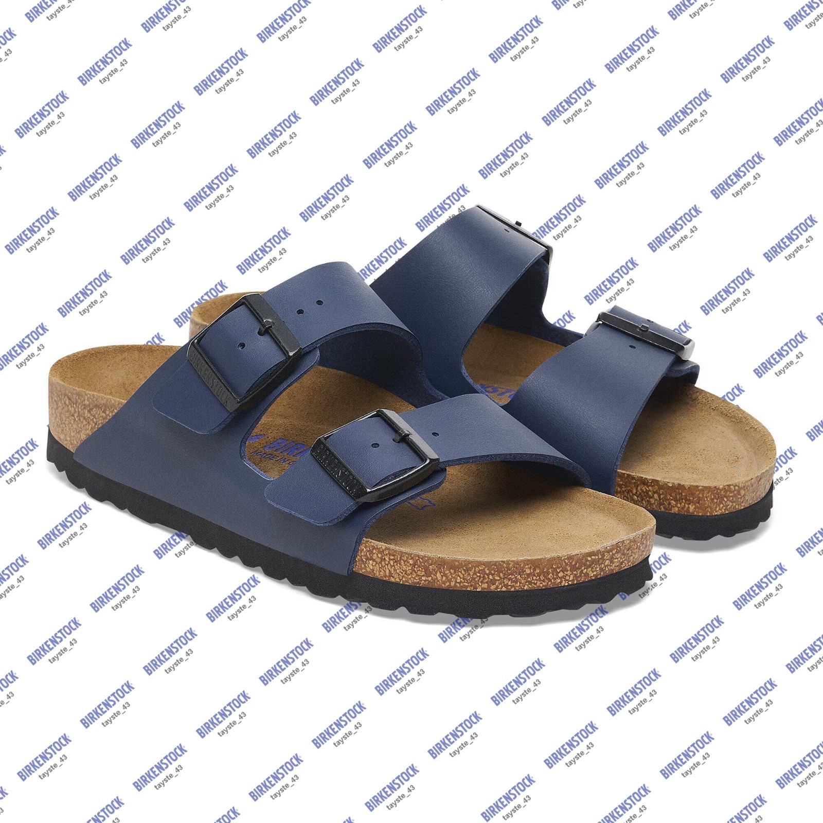 New BIRKENSTOCK Arizona Soft Footbed Birko-Flor Blue unisex sandals Wide/Narrow