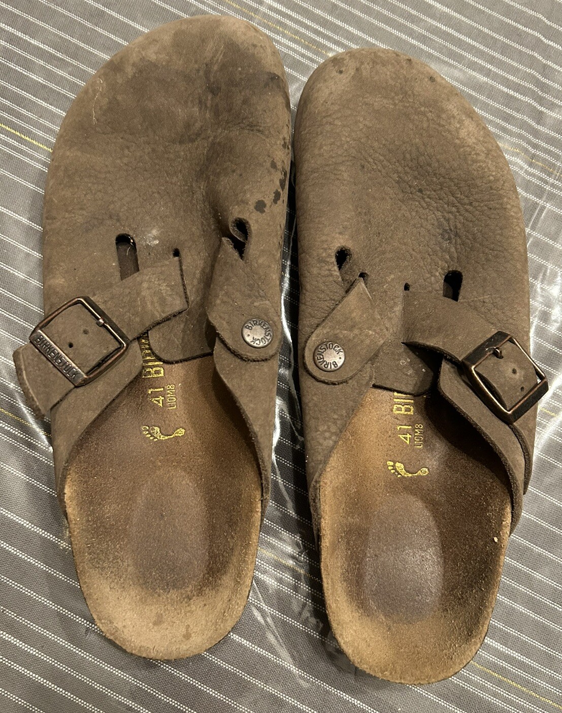 Birkenstock Womens Brown Boston Clog Close Toe Leather Size 10 Mens Size 8 EU 41