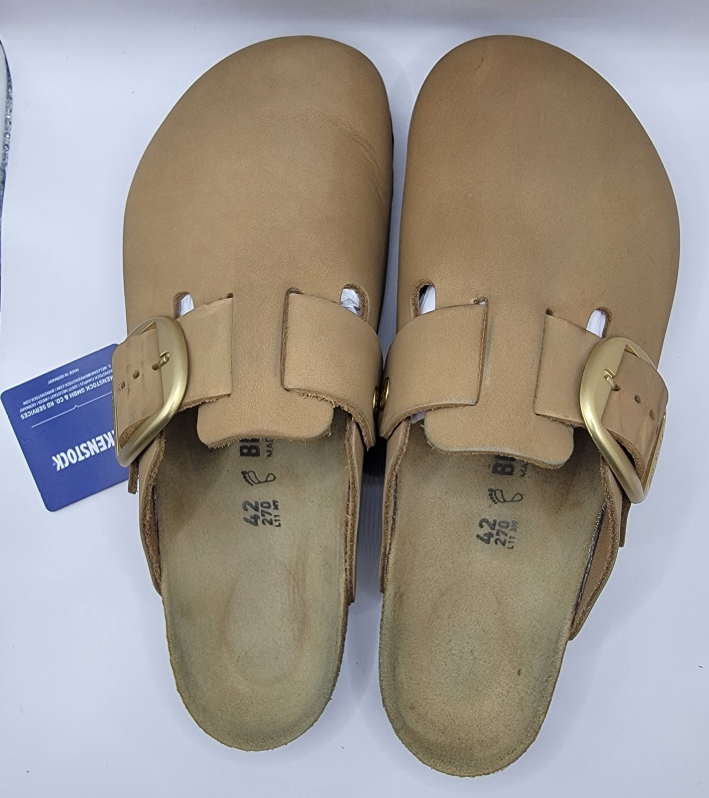 Birkenstock Boston Big Buckle Nubuck Leather  Mud Green Color Regular Wide