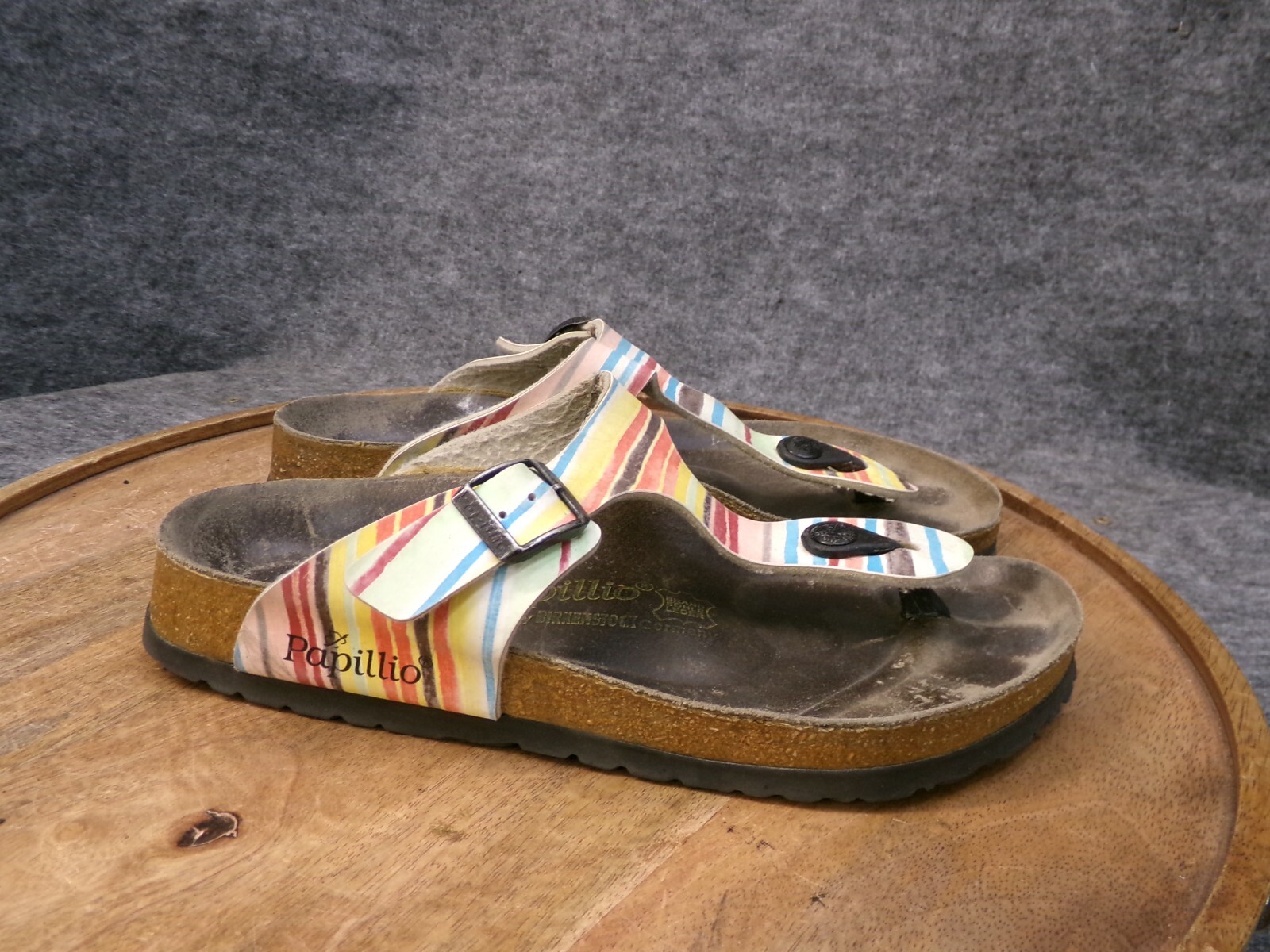 Birkenstock Papillio Gizeh Sandals Colorful Stripes Sandals Size 37 US 6 Reg.
