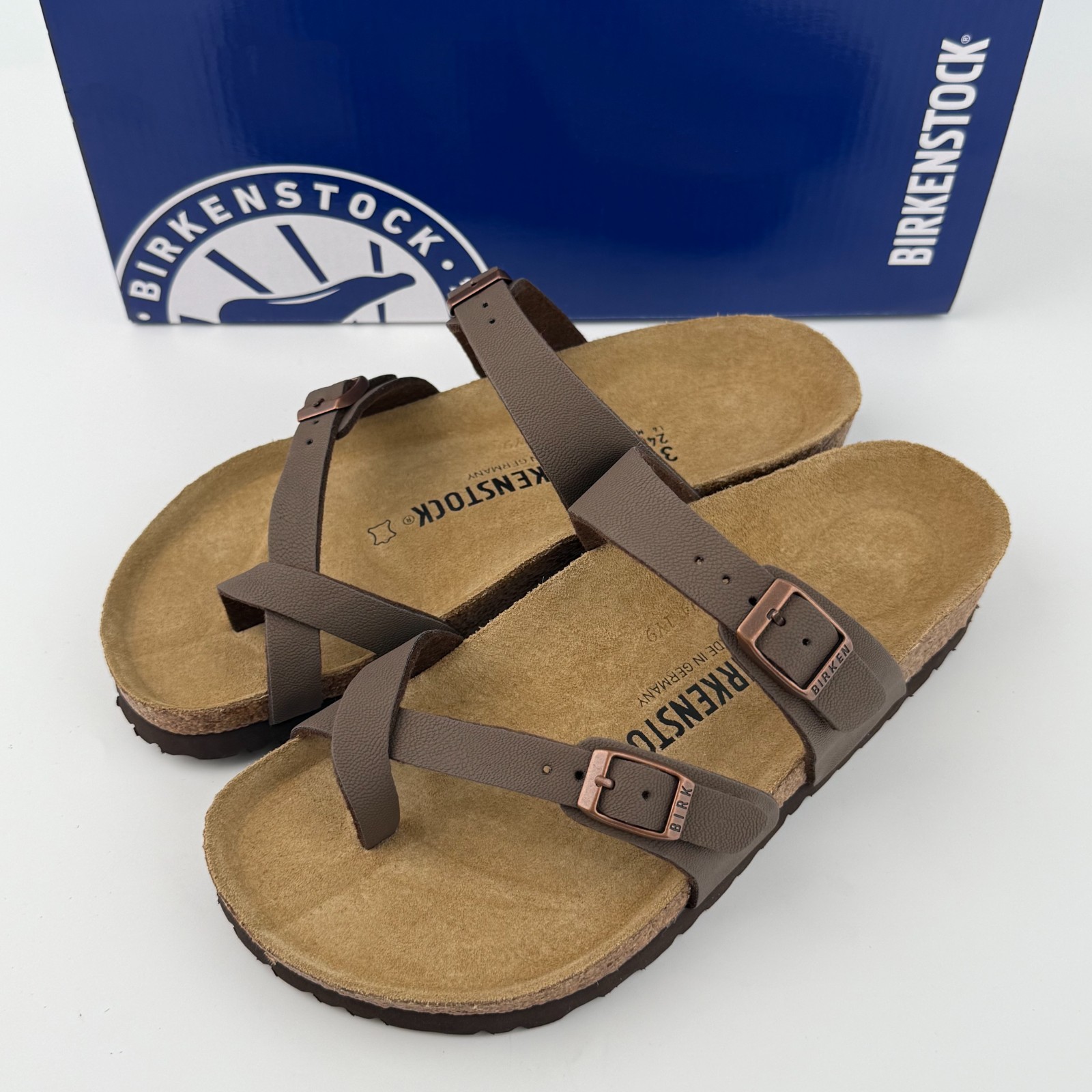 Birkenstock Mayari Birko-Flor Women’s Mocha Leather Wide Sandals Select Size