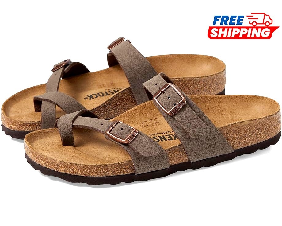 Birkenstock Mayari Birkibuc Mocha Leather Sandals Wide Women’s Shoes New w/ Box