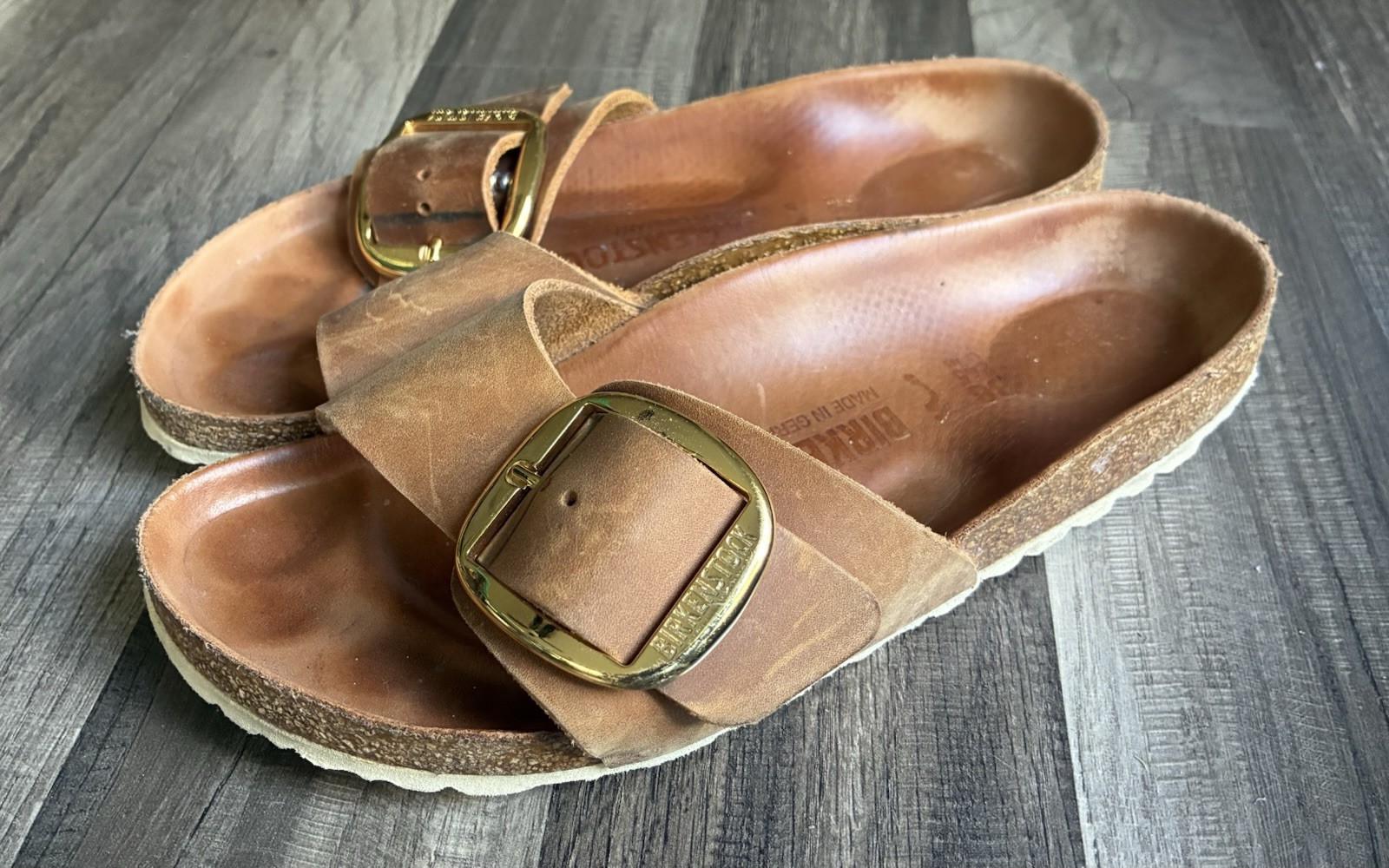Birkenstock Madrid Big Buckle Leather Sandals Slides Size 38 Ladies  Sz 7