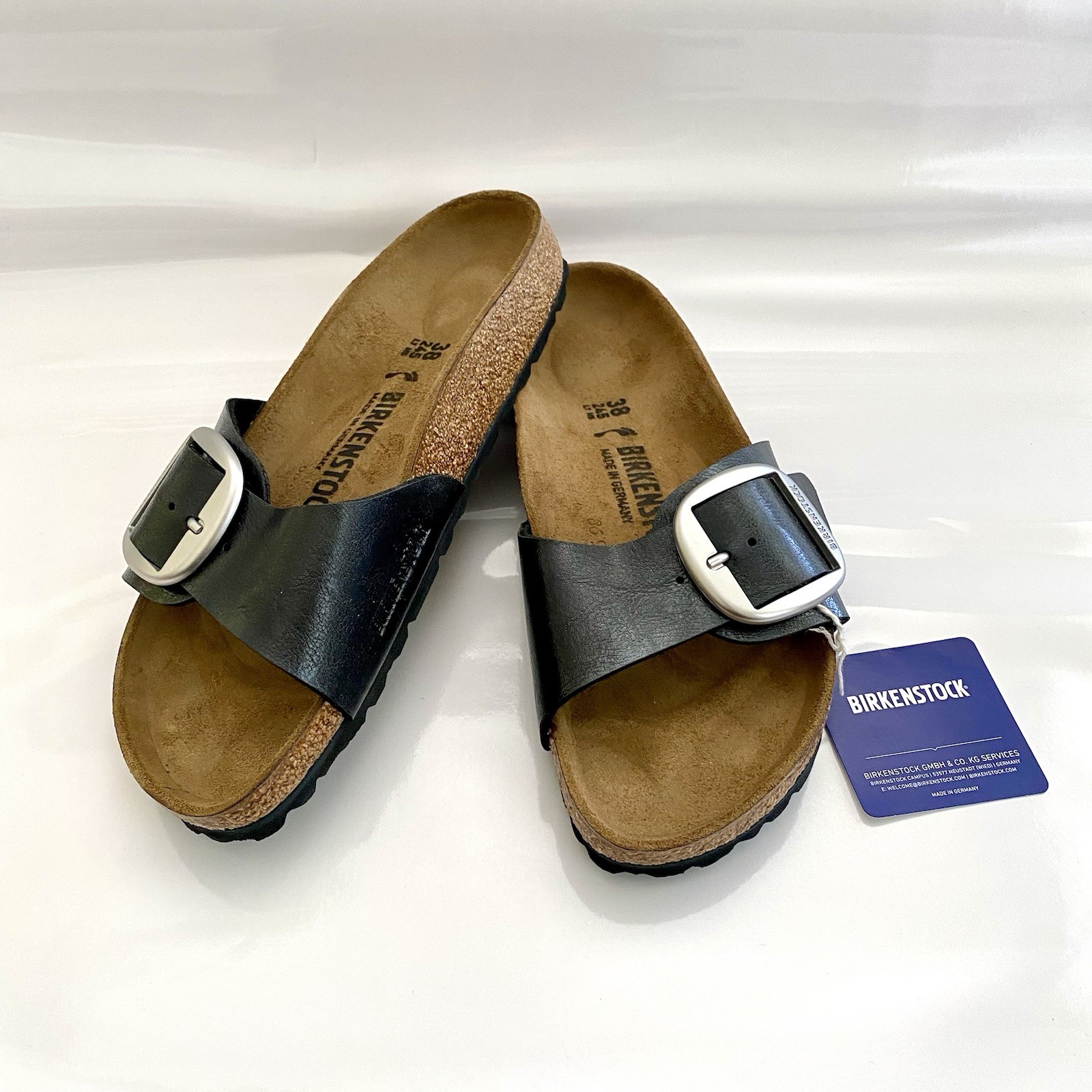 NIB Women’s Birkenstock Madrid Big Buckle Sandals, Brown, Size 7 narrow
