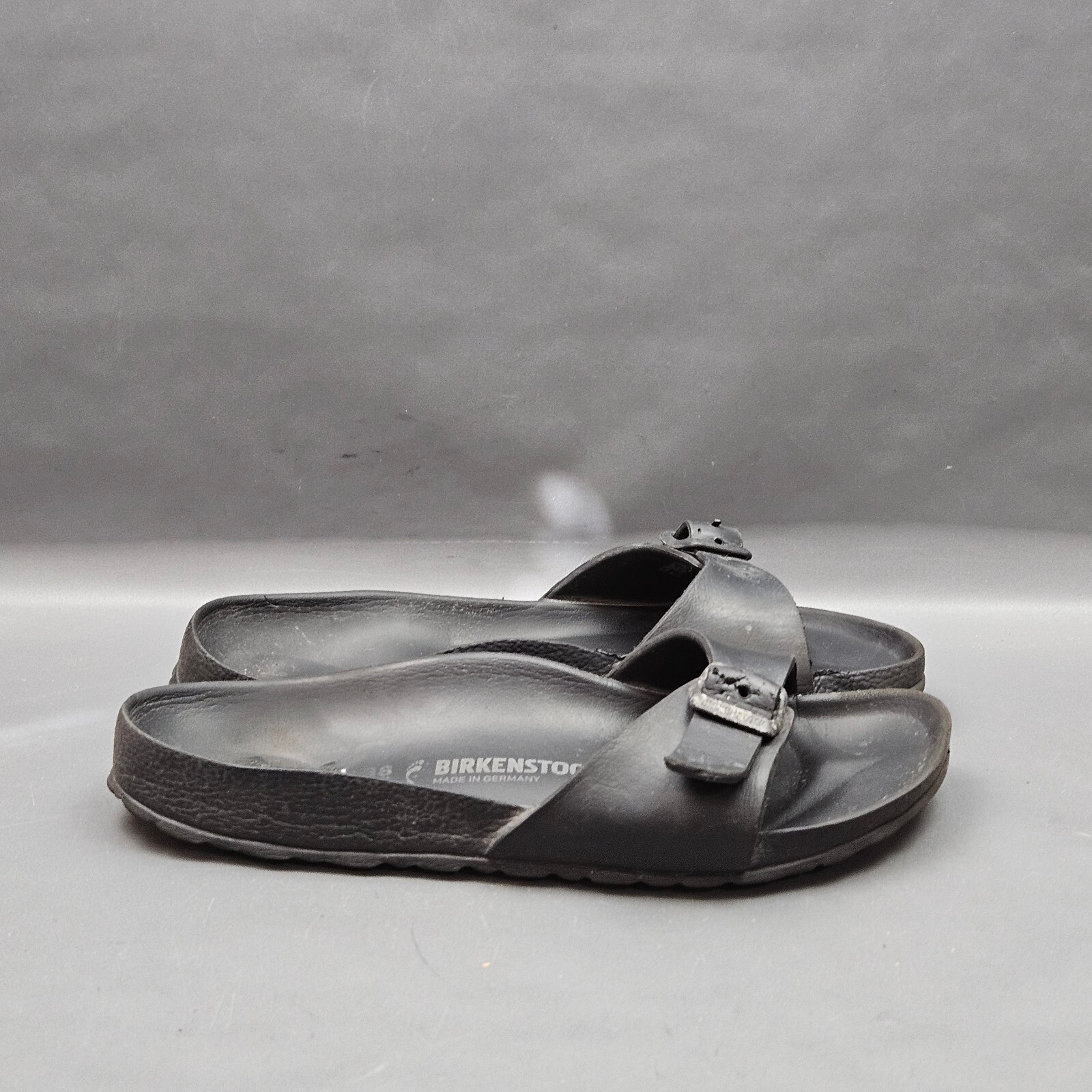 Birkenstock Madrid Eva Slides Womens 7 Black Buckle Slip On Comfort Sandals