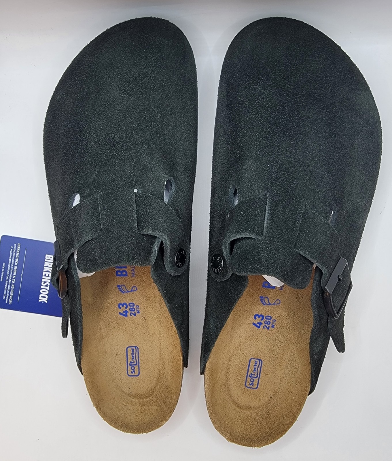 Birkenstock Boston Bs Leather Suede  Black Color Soft Footbed  Regular Wide