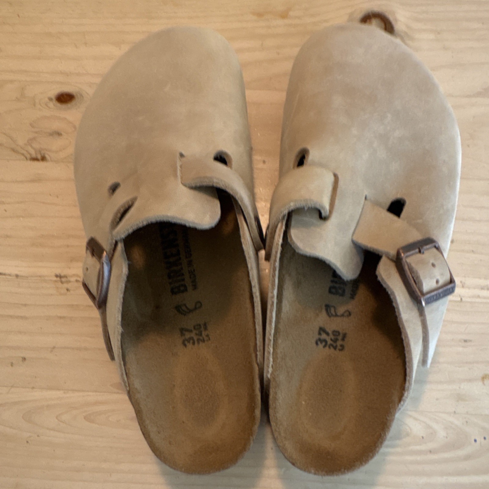 Birkenstock Boston Beige Leather Buckle Comfort Clog Women’s EU 37 US 6-6 1/2