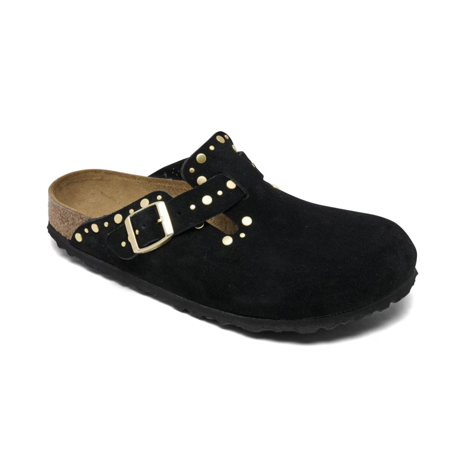 Women’s Birkenstock Boston Rivets Suede Leather Clogs Black